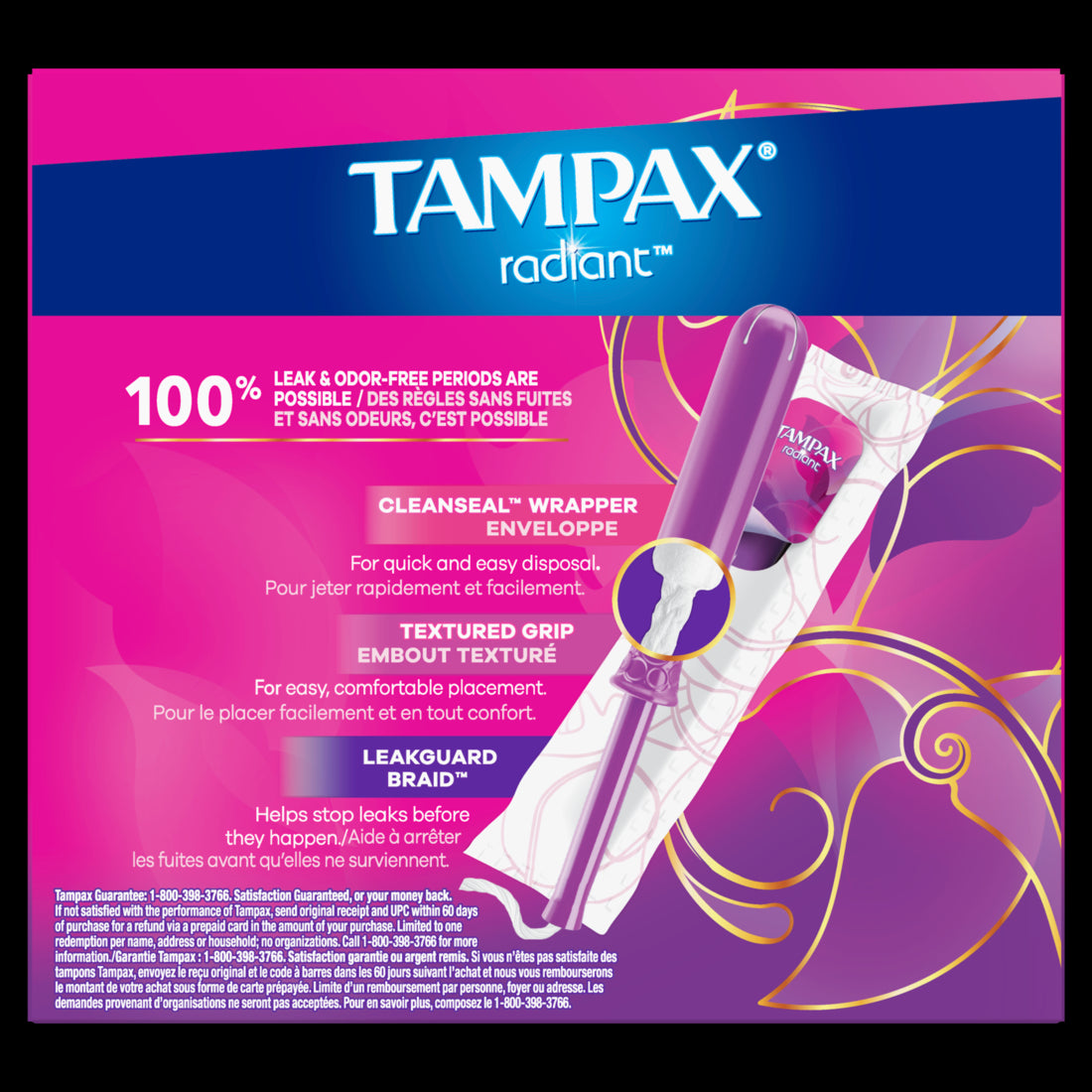 Tampax Radiant Tampons with LeakGuard Braid Regular Absorbency Unscented - 28ct/6pk