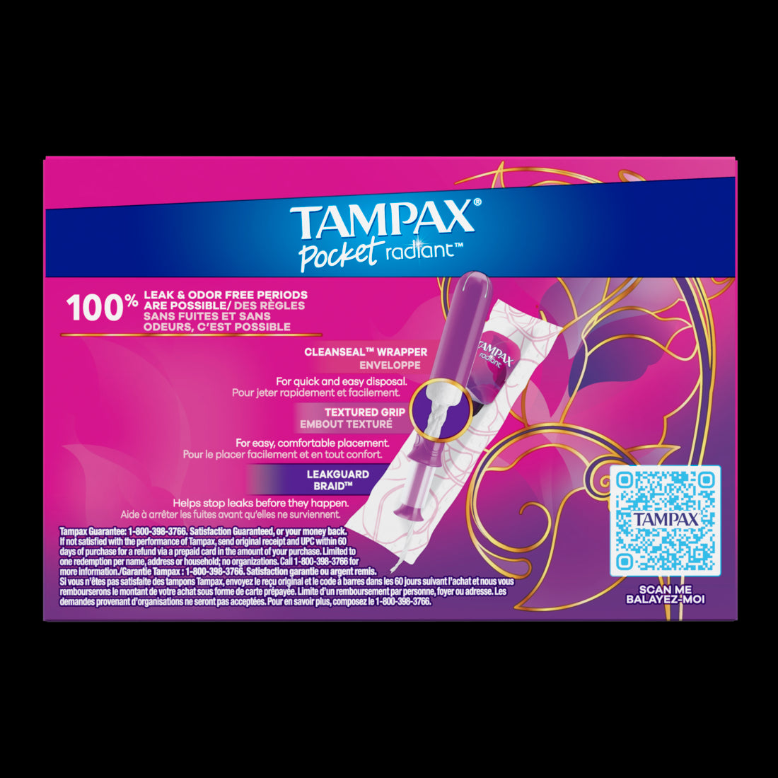 Tampax Pocket Radiant Compact Plastic Tampons Duo Pack Regular/Super -  28ct/12pk