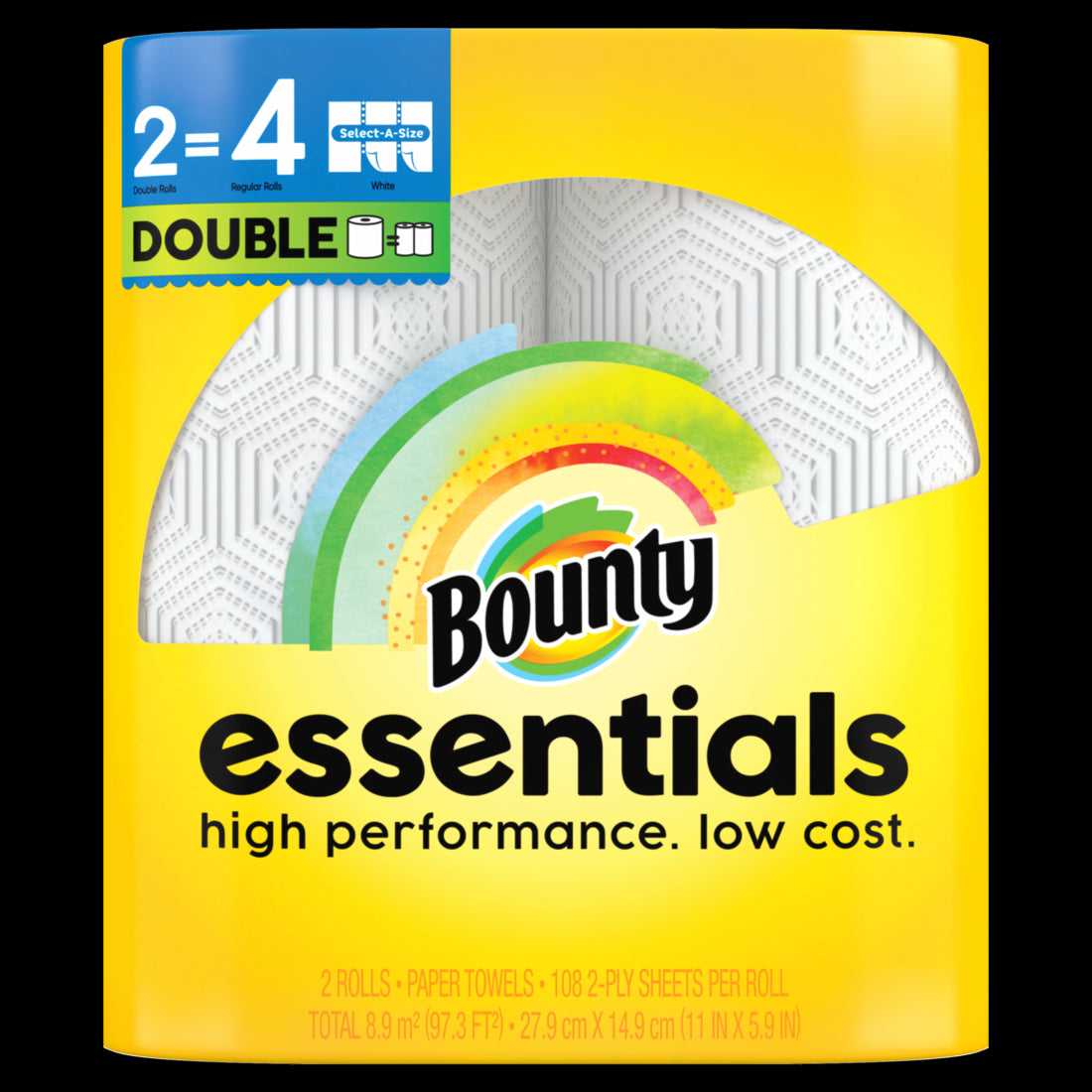 Bounty Essentials Select-A-Size Paper Towels Double Rolls White - (2x108)ct/8pk