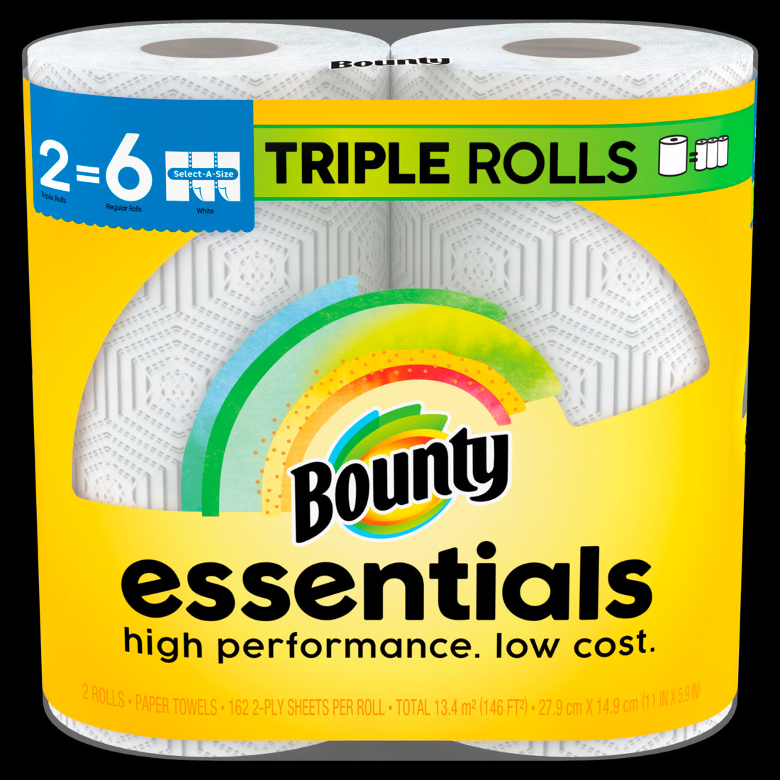 Bounty Essentials Select-A-Size Paper Towels Triple Rolls White - (2x162)ct/6pk