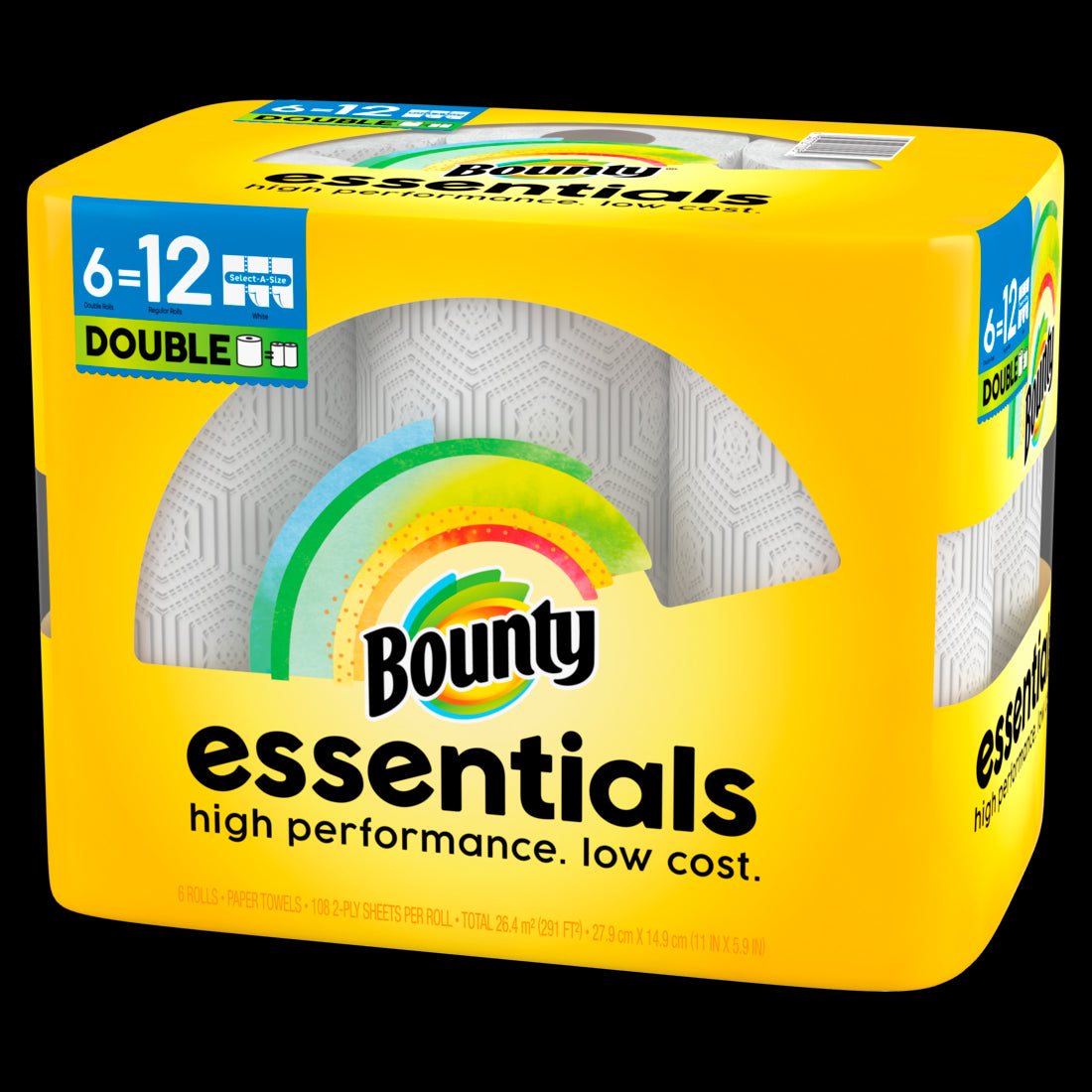 Bounty Essentials Select-A-Size Paper Towels Double Rolls White - (6x108)ct/1pk