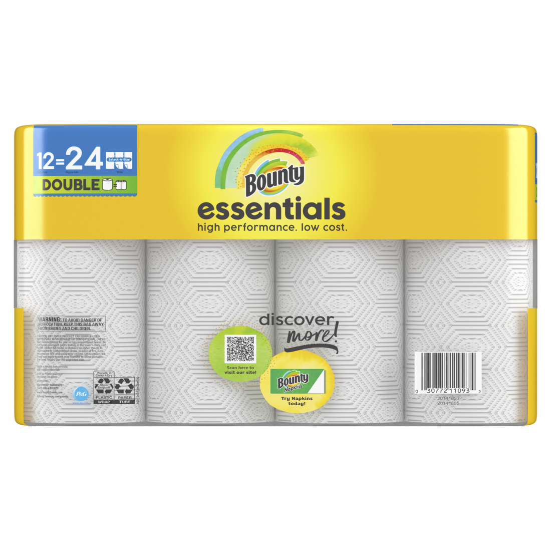 Bounty Essentials Select-A-Size Paper Towels White Double Rolls - (12x108)ct/1pk