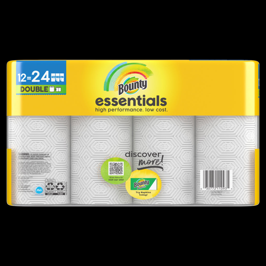 Bounty Essentials Select-A-Size Paper Towels White Double Rolls - (12x108)ct/1pk