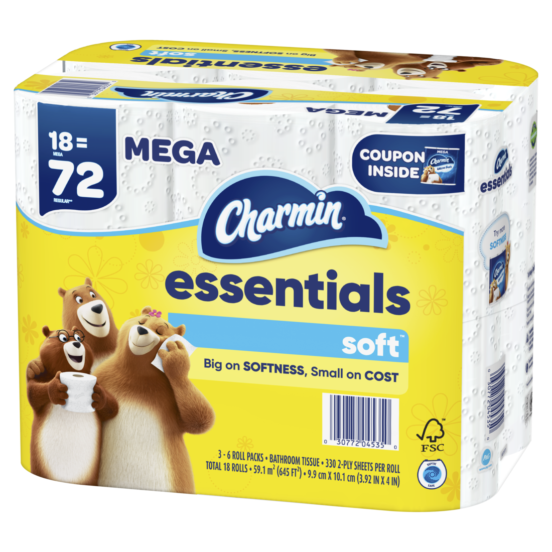 Charmin Essentials Soft Toilet Paper 18 Mega Rolls 330 Sheets Per Roll - 18ct/1pk