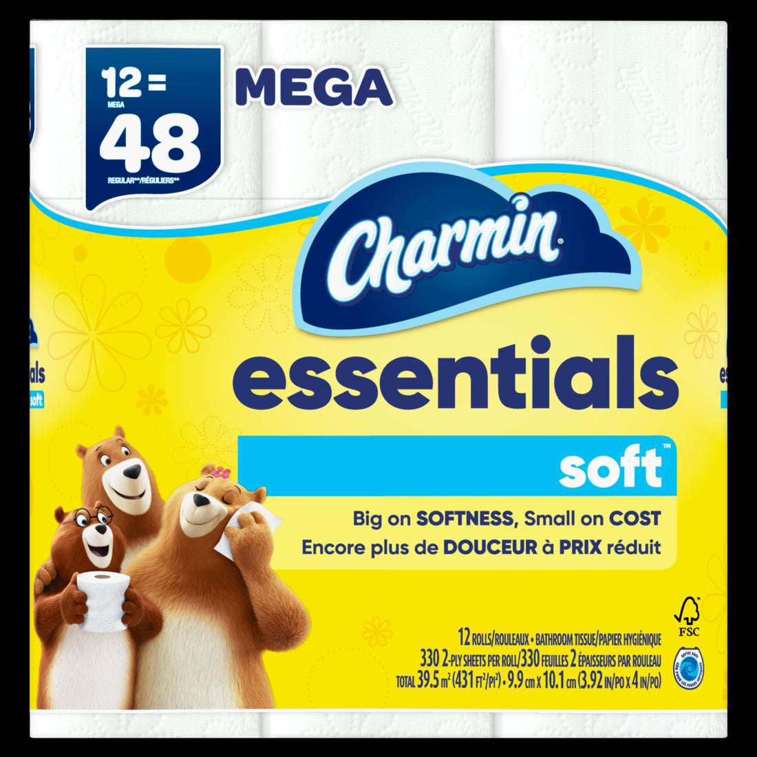 Charmin Essentials Soft Toilet Paper Mega Rolls - (12x330)ct/4pk