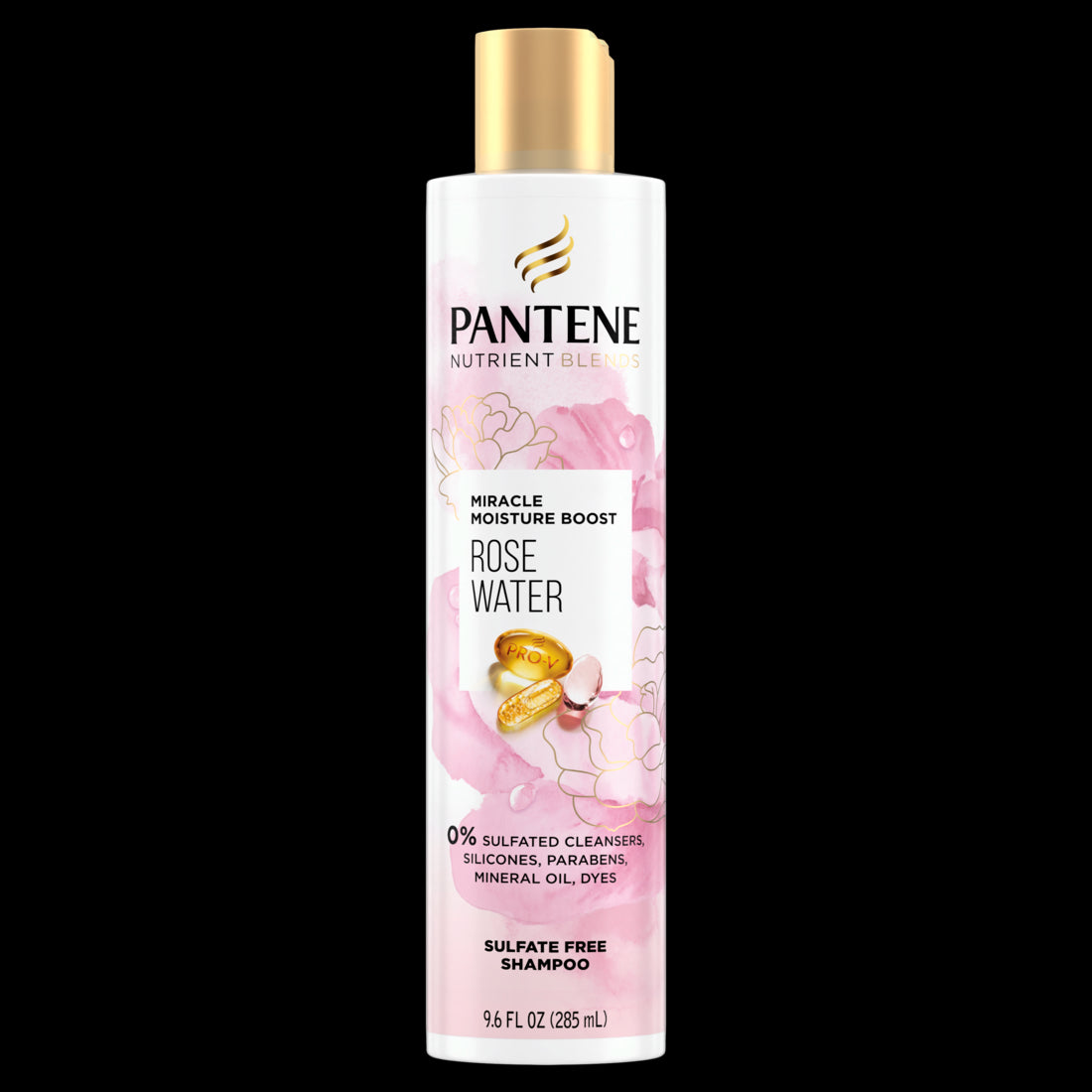 Pantene Nutrient Blends Miracle Moisture Boost Rose Water Sulfate Free Shampoo - 9.6oz/4pk