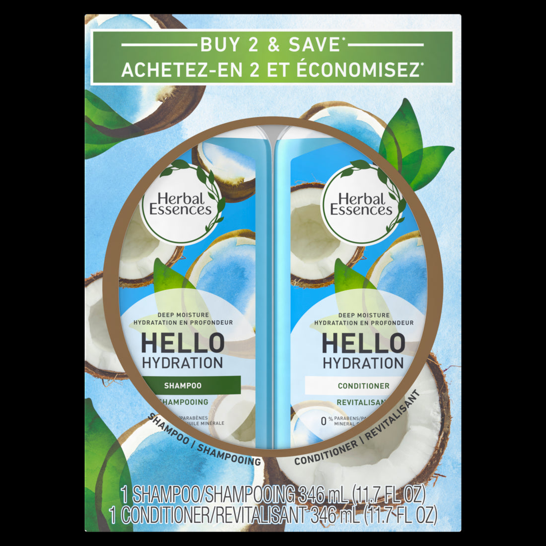 Herbal Essences Hello Hydration Shampoo & Conditioner Bundle Pack - (2x11.7)oz/4pk