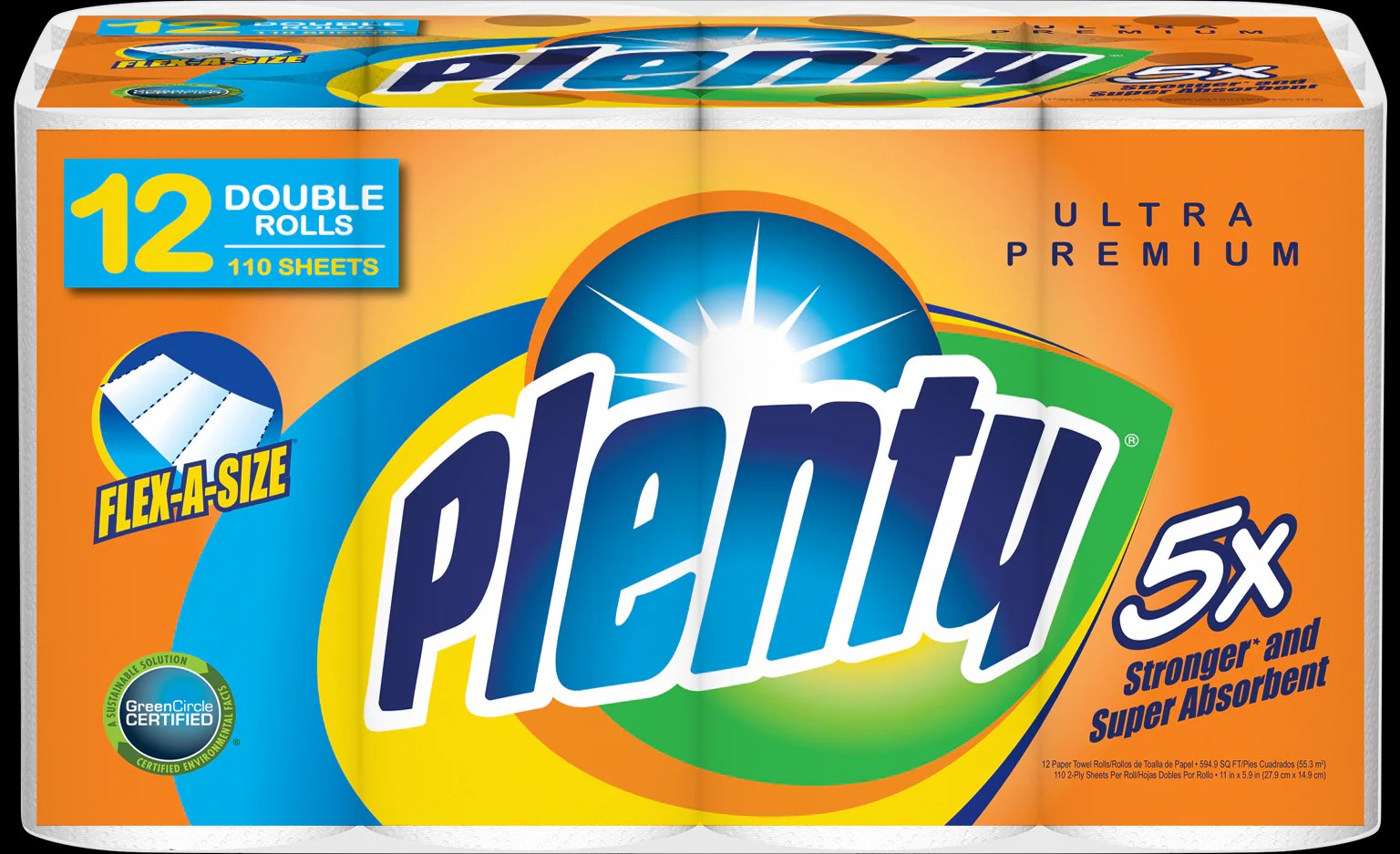 Plenty Ultra Premium Individually Packed Flex a Size Towel - 110ct/12pk