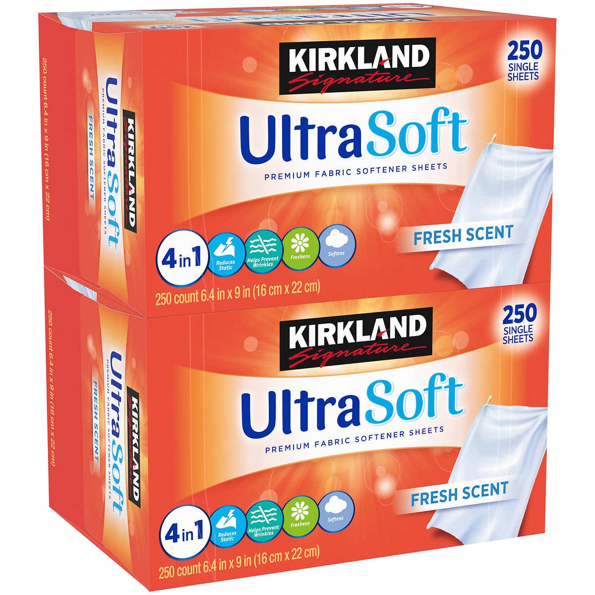 Kirkland Signature UltraSoft Premium Fabric Softener Sheets Fresh Scent - 250ct/2pk