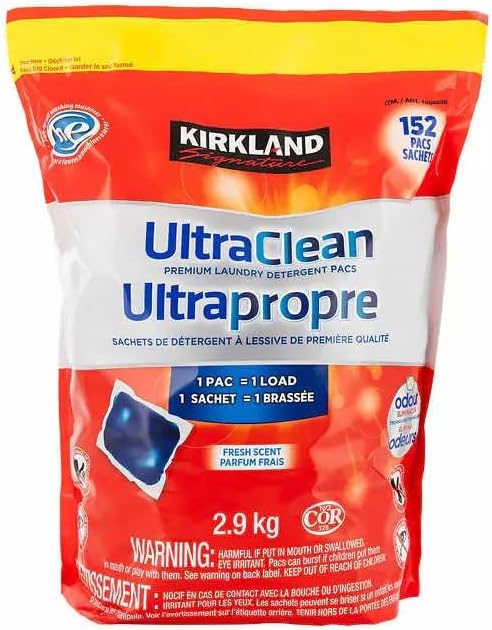 Kirkland Signature UltraClean Premium Laundry Detergent Pacs Fresh Scent - 152ct/1pk