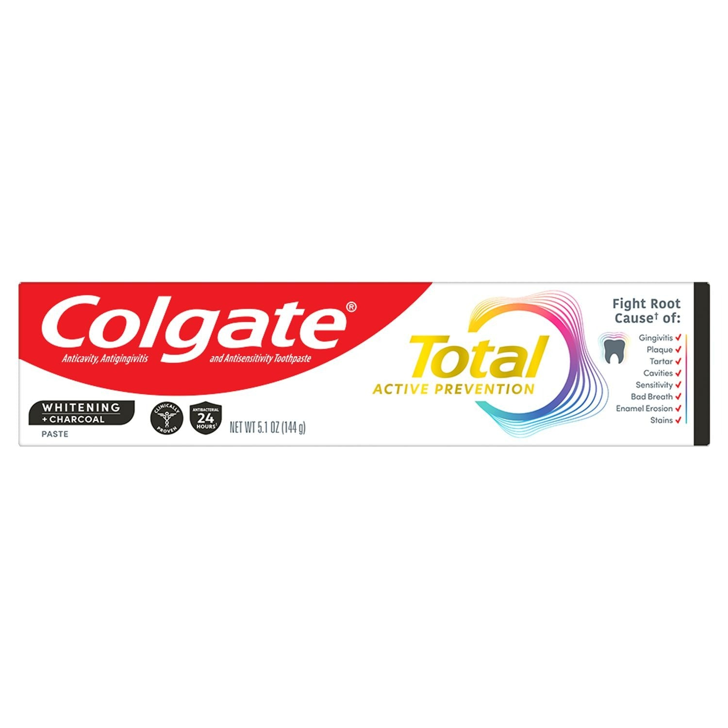 Colgate Total Toothpaste Whitening + Charcoal Paste - 5.1oz/24pk