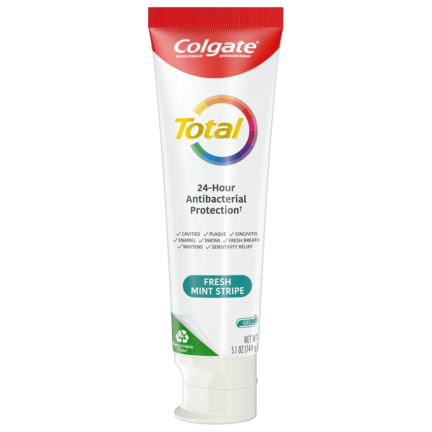 Colgate Total Toothpaste Fresh Mint Stripe Gel - (2x5.1)oz/12pk