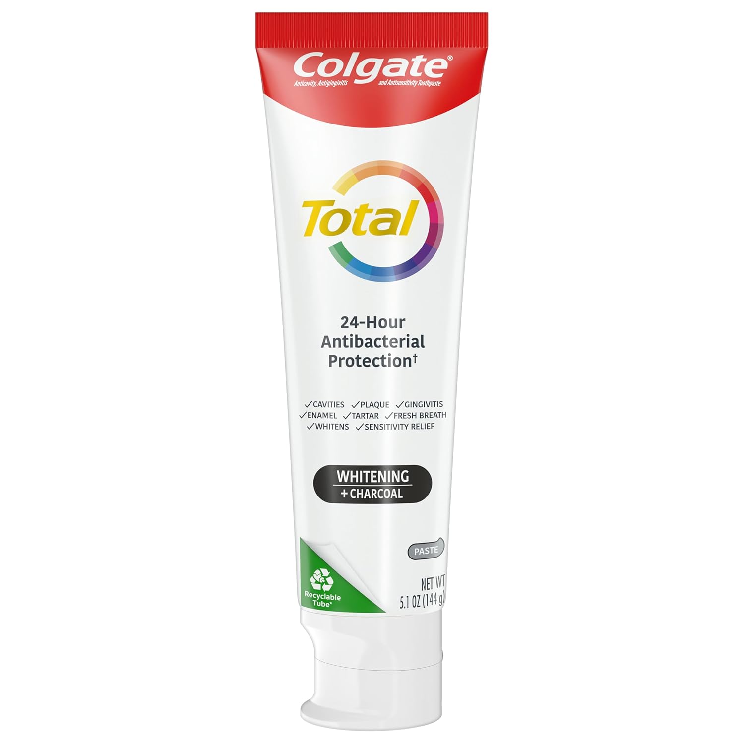 Colgate Total Toothpaste Whitening + Charcoal Paste - 5.1oz/12pk