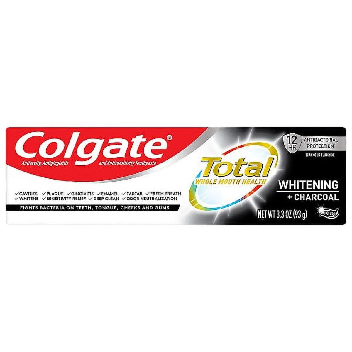 Colgate Total Toothpaste Whitening + Charcoal Paste - 3.3oz/24pk