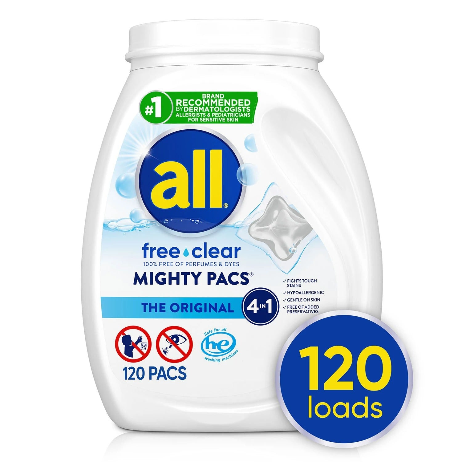 all free clear MIGHTY PACS Laundry Detergent Pacs The Original - 120ct/1pk