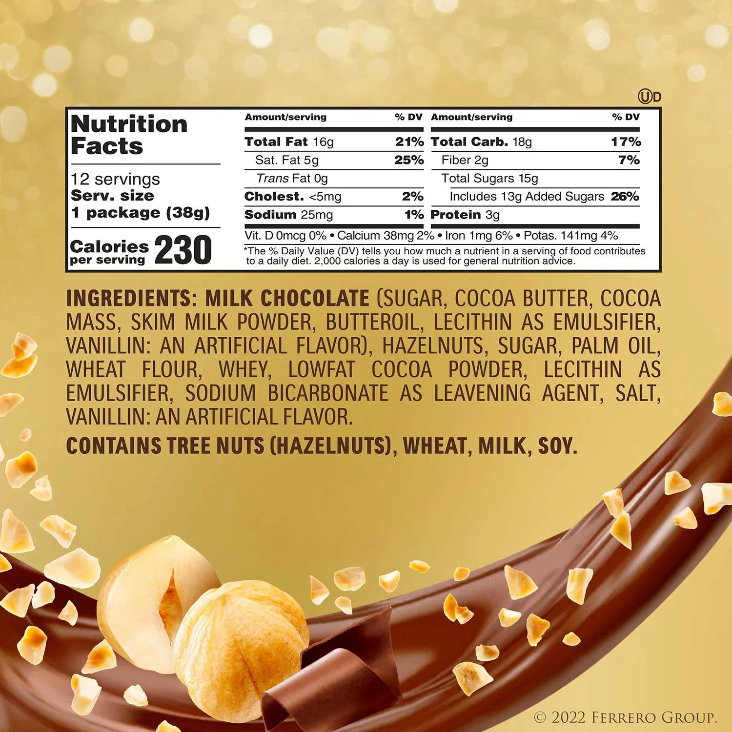 Ferrero Rocher Fine Hazelnut Chocolates 3ct - 1.3oz/12pk