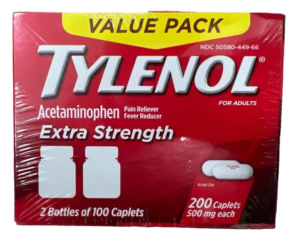 Tylenol Extra Strength Pain Reliever Fever Reducer Caplets Twinpack - 200ct/3pk