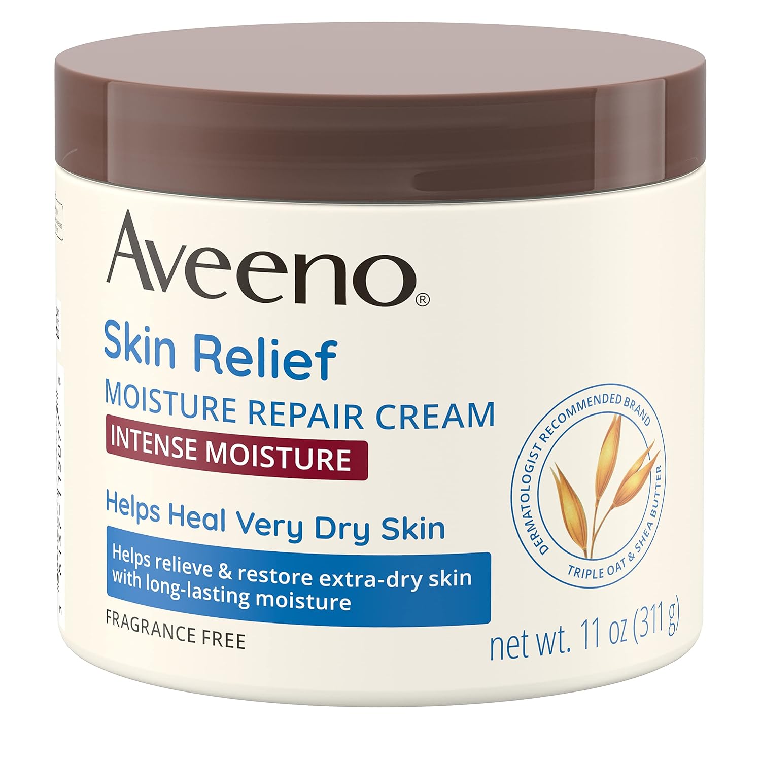 Aveeno Skin Relief Intense Moisture Cream Very Dry Skin Moisture Repair Fragrance Free Jar - 11oz/3pk