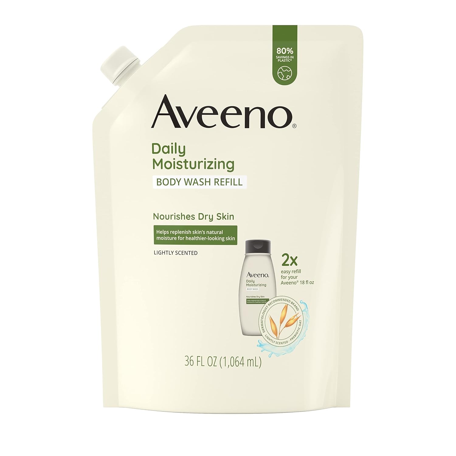 Aveeno Daily Moisturizing Body Wash Dry Skin Lightly Scented Refill - 36oz/3pk