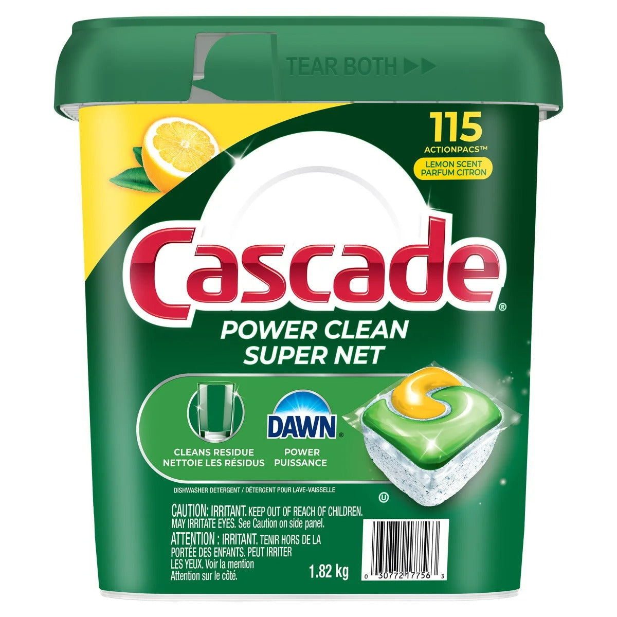 Cascade Power Clean Dishwasher Detergent ActionPacs - 115ct/1pk