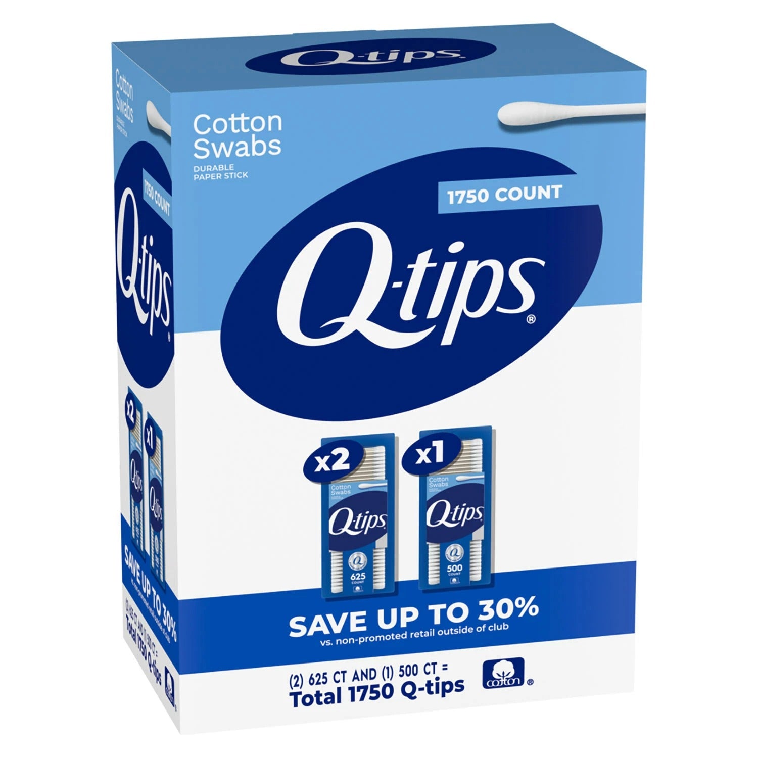 Q-tips Cotton Swabs - (2x625+500)ct/1pk