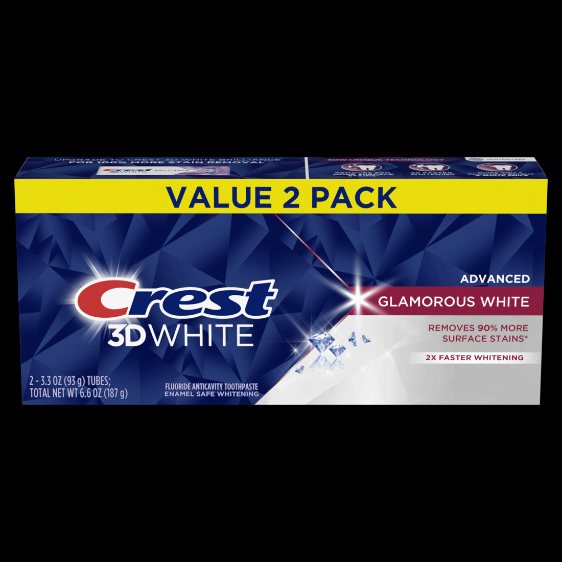 Crest 3D White Advanced Glamorous White Teeth Whitening Toothpaste - (2x3.3)oz/6pk