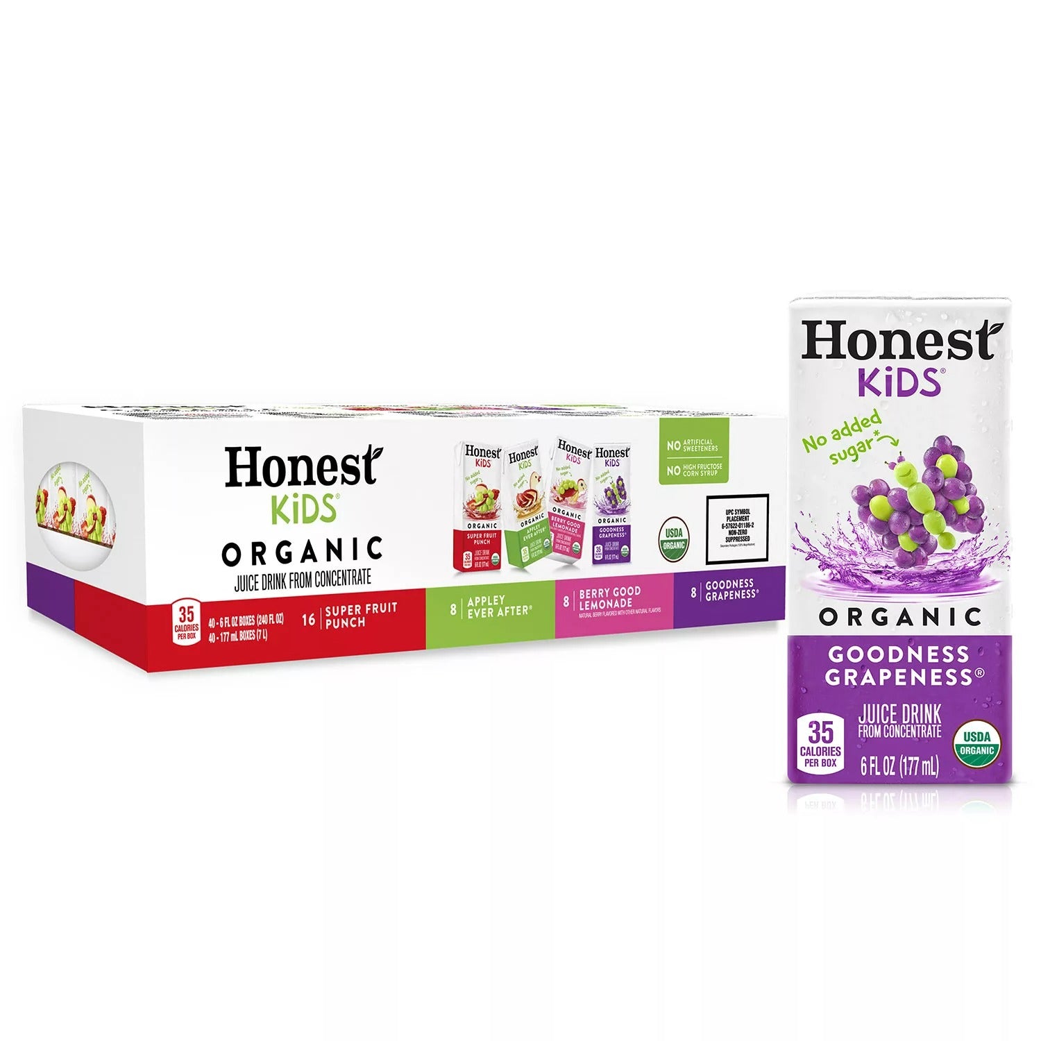 Honest Kids Organic Fruit Juice Drink Boxes Variety Pack - 6oz/40pk