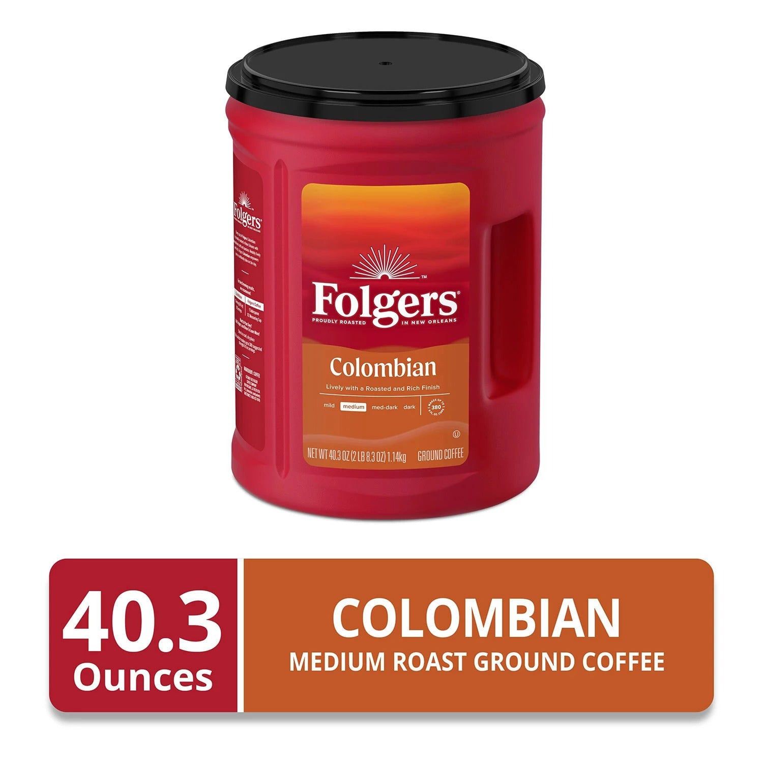 Folgers 100% Medium Roast Ground Colombian Coffee - 40.3oz/1pk