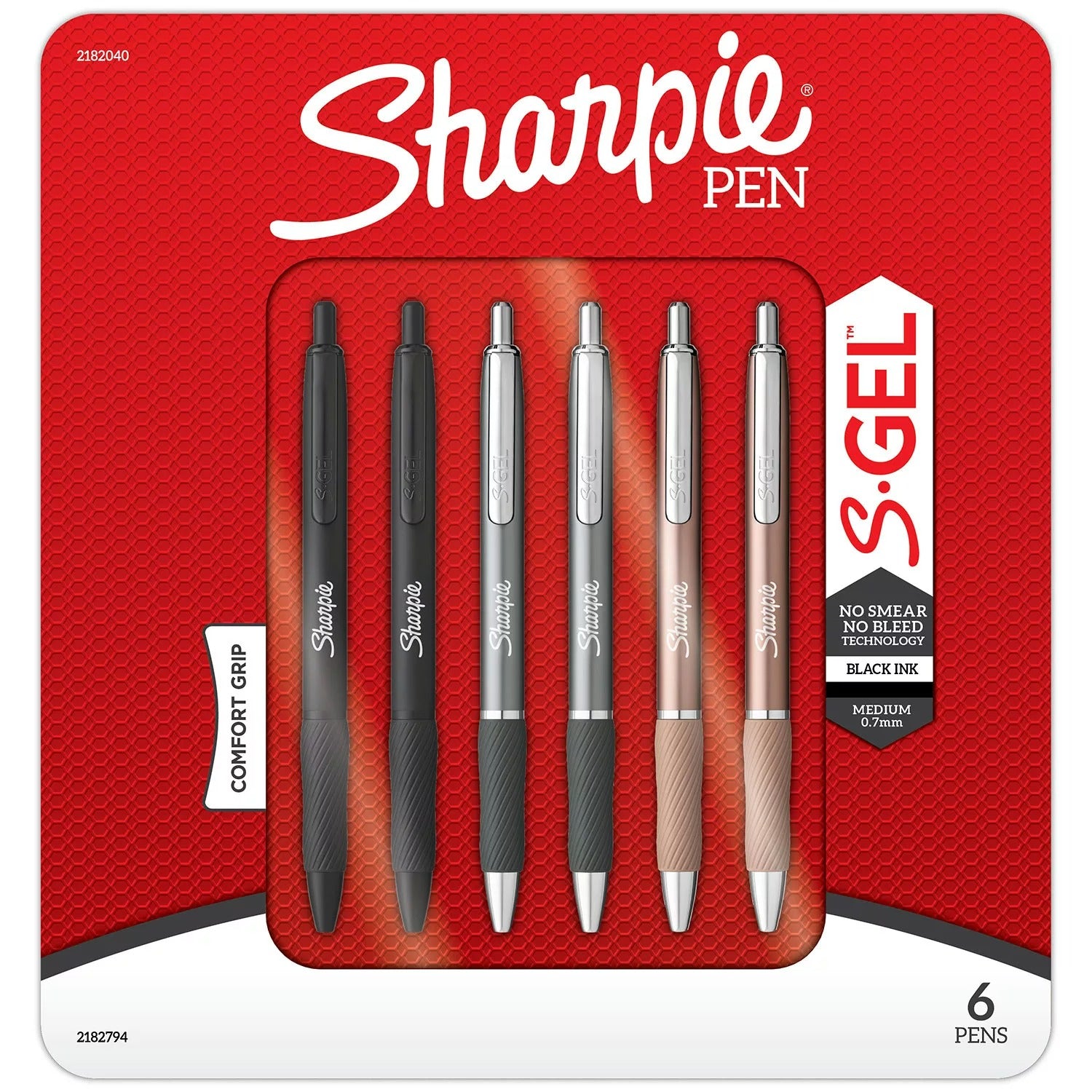 Sharpie Metal Barrel S-Gel Pens Medium Point 0.7mm - 6ct/1pk