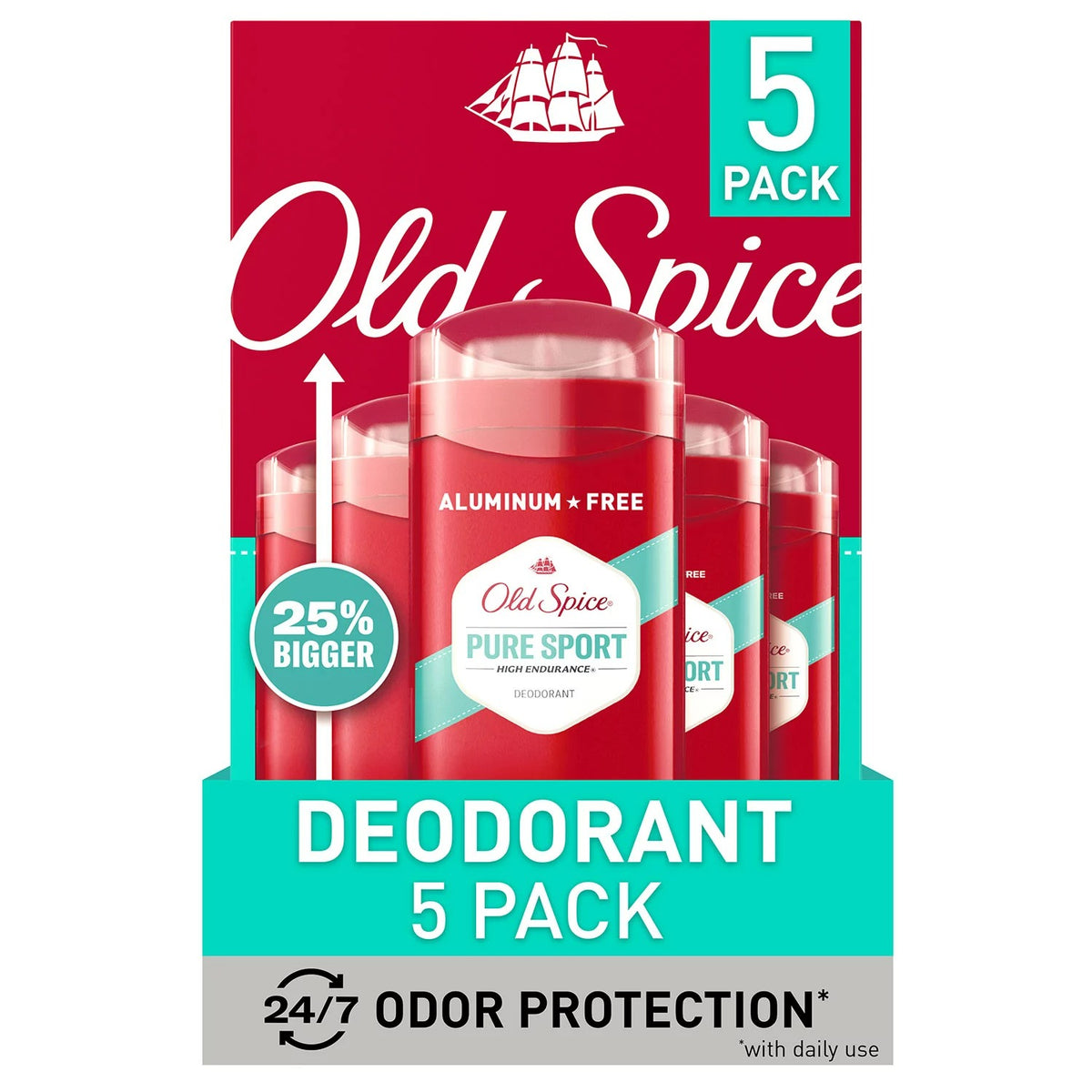 Old Spice High Endurance Deodorant 48-Hr Protection Pure Sport - 3.0oz/5pk
