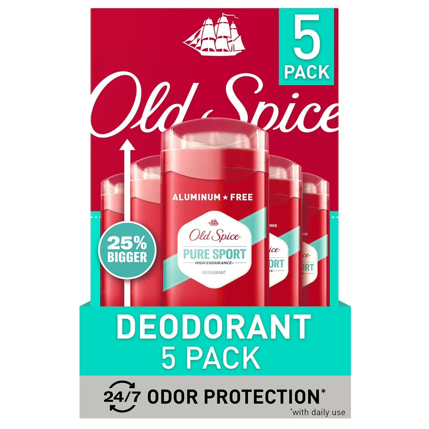 Old Spice High Endurance Deodorant 48-Hr Protection Pure Sport - 3.0oz/5pk