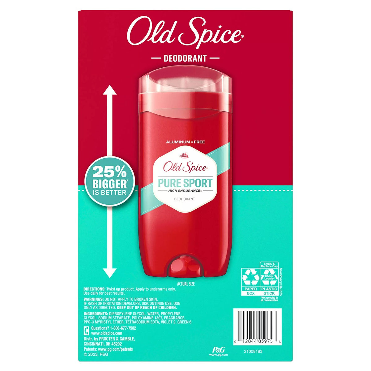 Old Spice High Endurance Deodorant 48-Hr Protection Pure Sport - 3.0oz/5pk