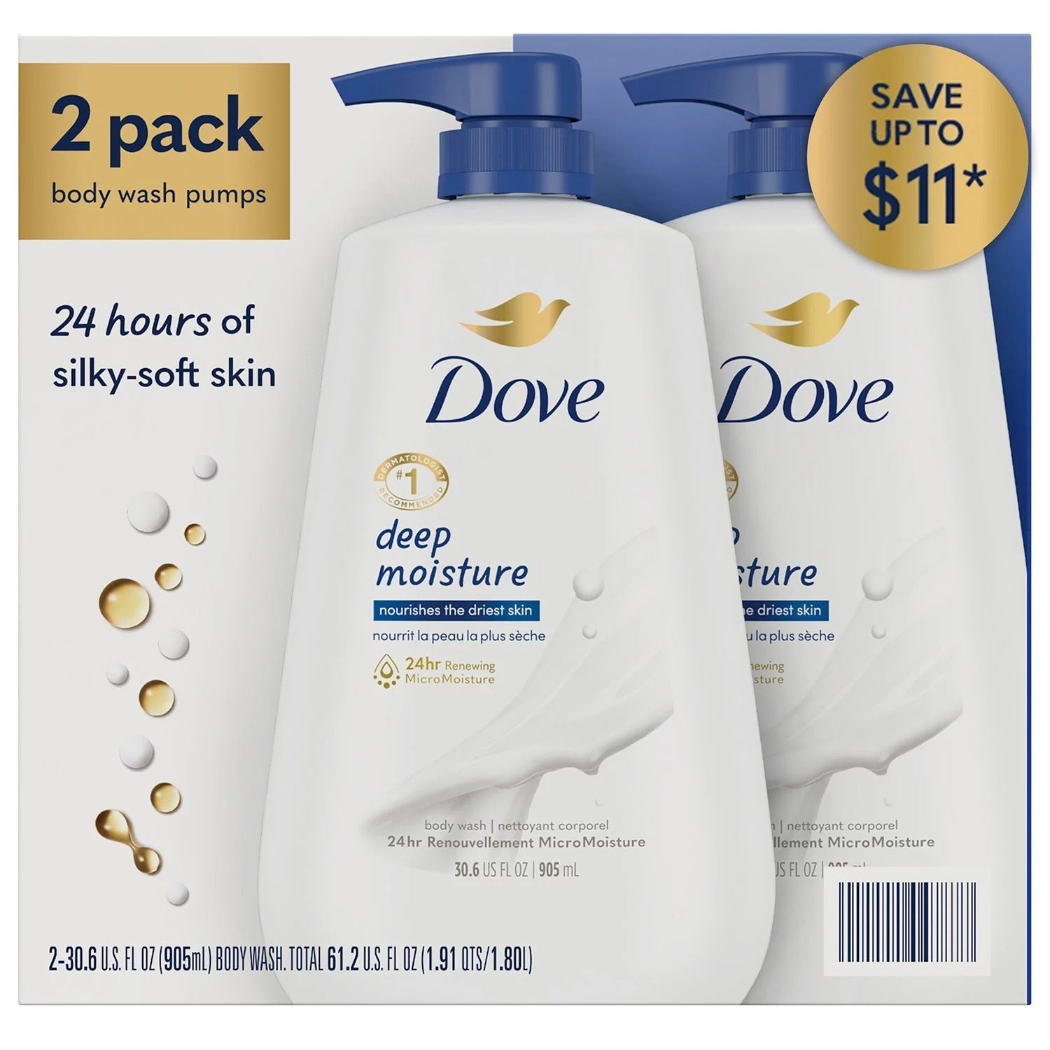 Dove Deep Moisture Renewing Body Wash - 30.6oz/2pk