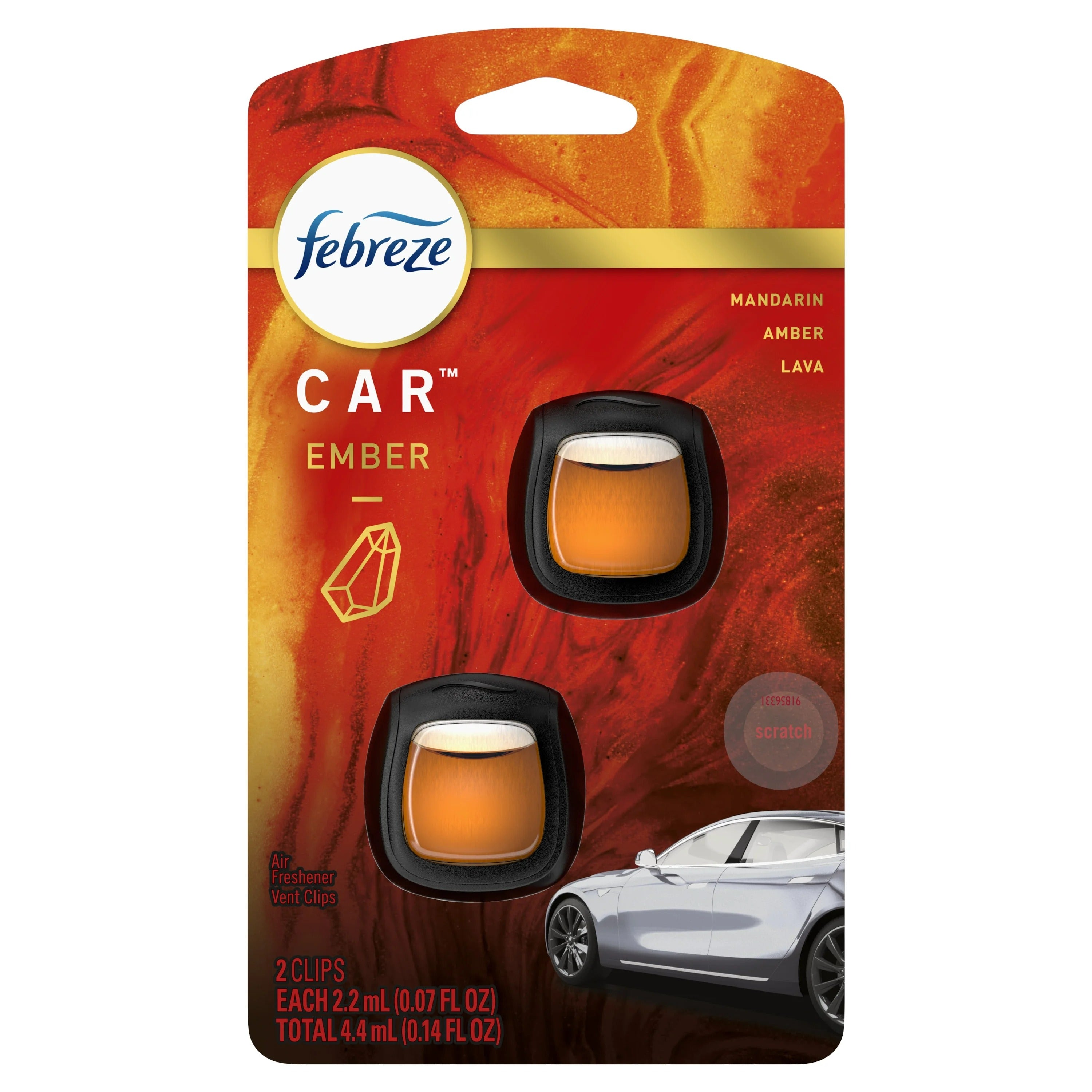 Febreze Car Air Freshener Odor-Fighting Car Vent Clip Ember - (2x0.07)oz/8pk