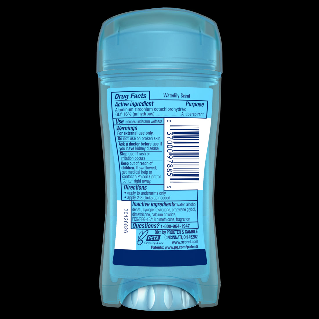 Secret Fresh Clear Gel Antiperspirant and Deodorant for Women, Waterlily Scent - 2.6/12pk