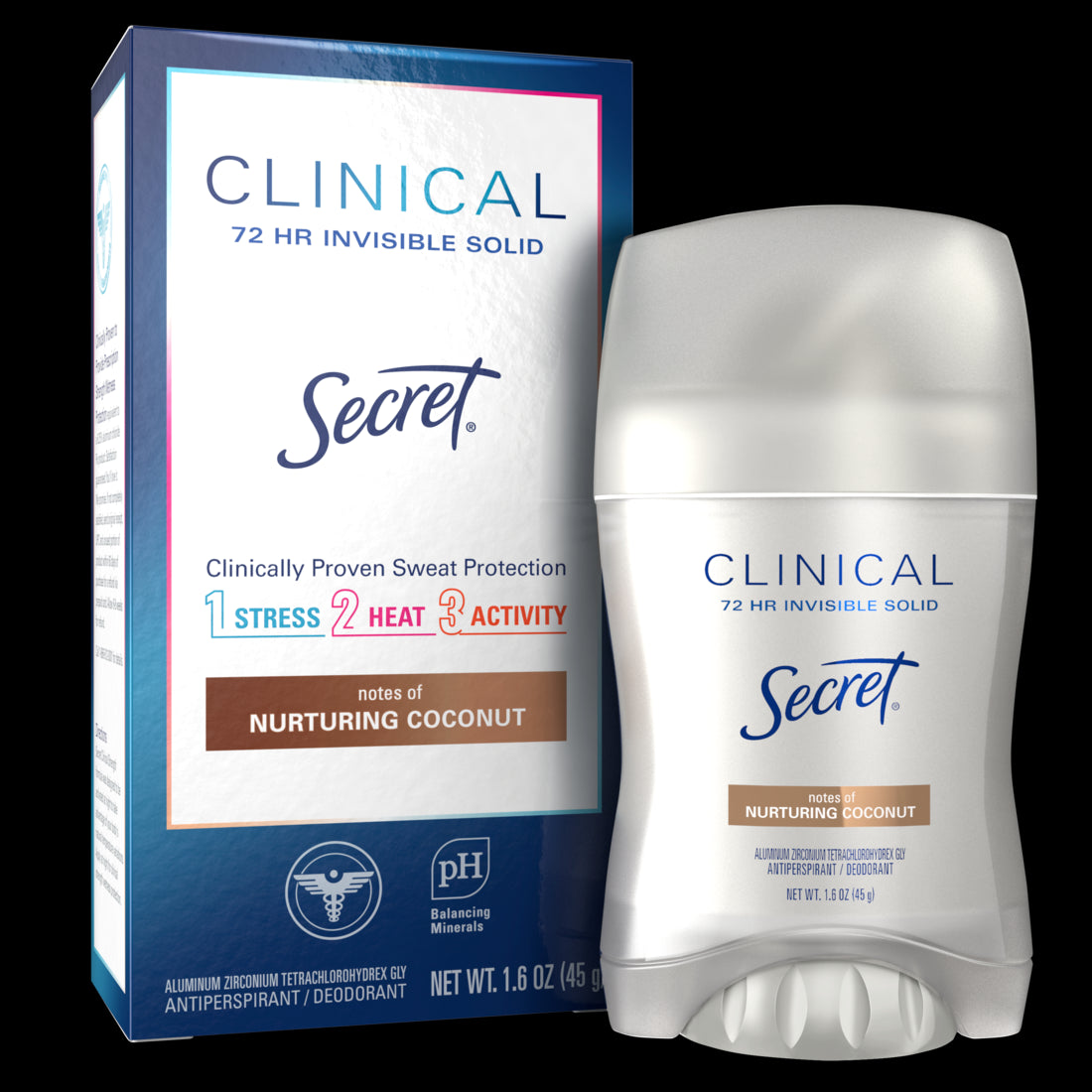 Secret Clinical Strength Antiperspirant and Deodorant for Women Invisible Solid Clean Coconut - 1.6oz/12pk