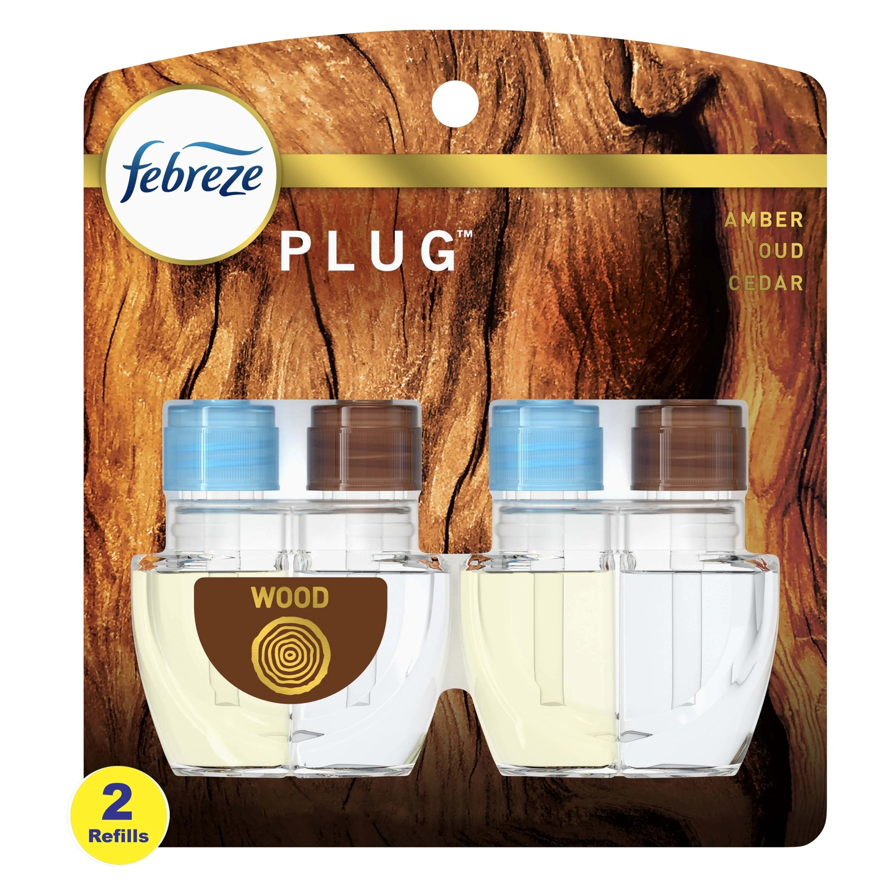 Febreze Plug Refill Odor-Fighting Air Freshener Wood Scent - (2x0.87)oz/6pk