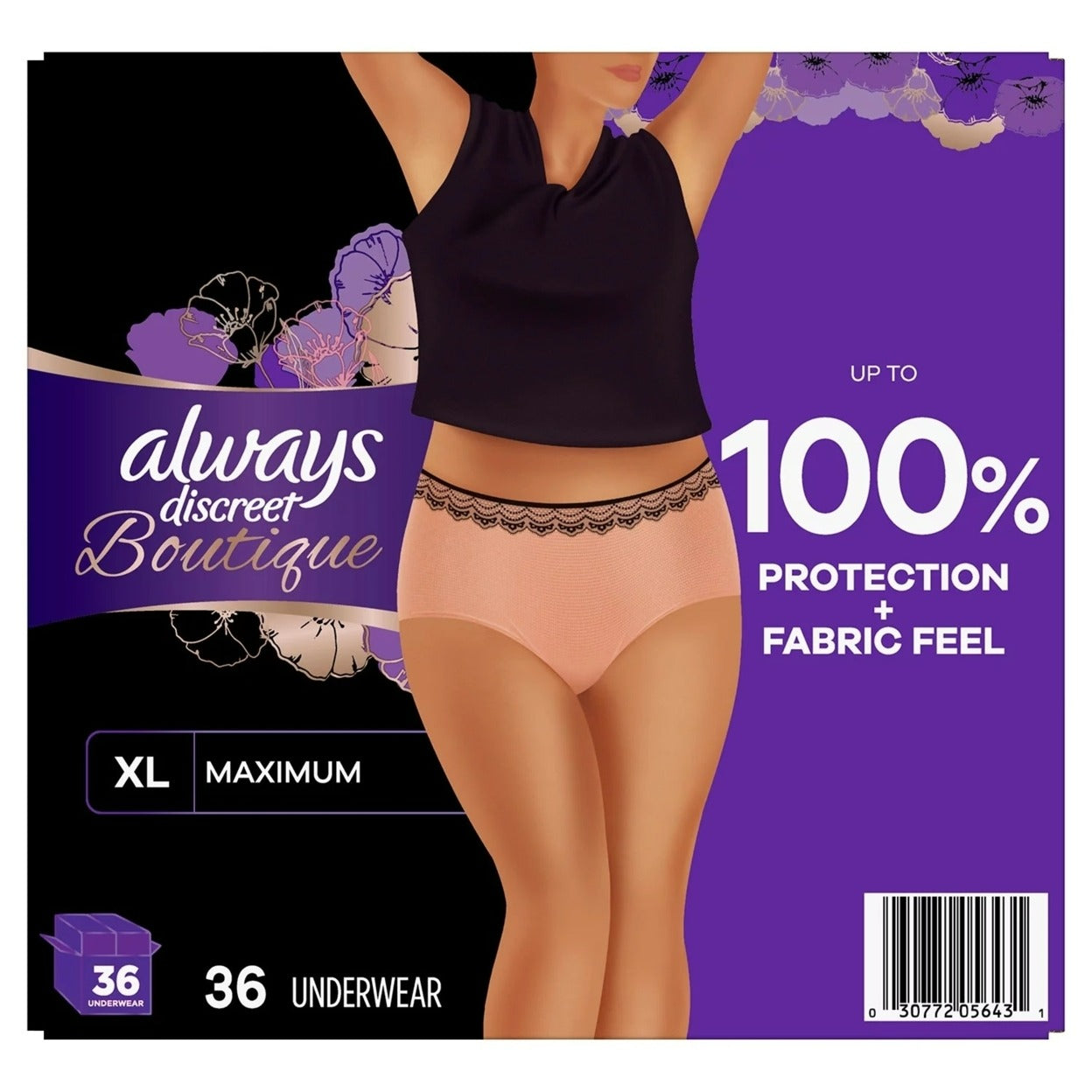 Always Discreet Boutique Incontinence Underwear Maximum Absorbency XL - 36ct/36pk