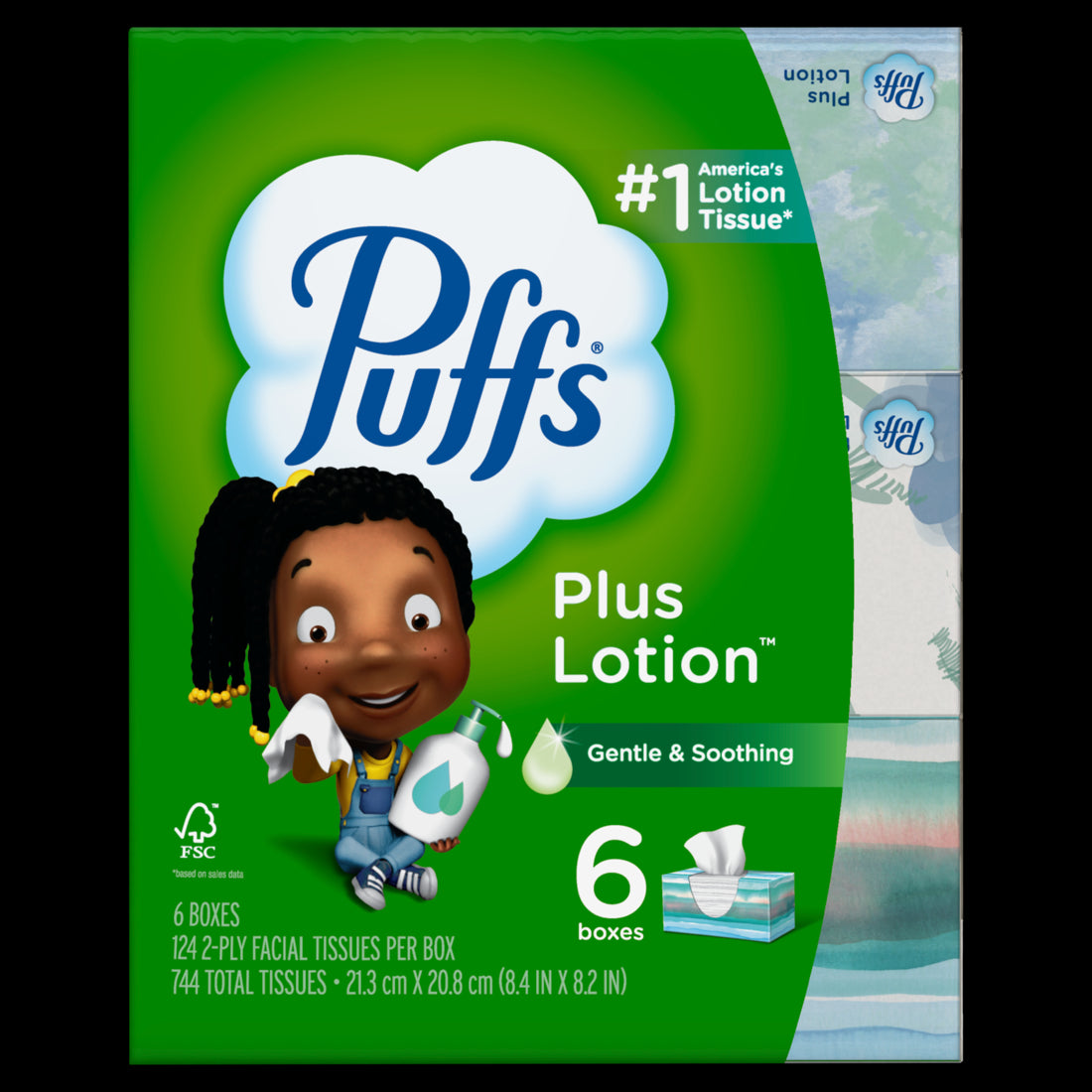 Puffs Plus Lotion Facial Tissue Family Boxes - (6x124)ct/4pk