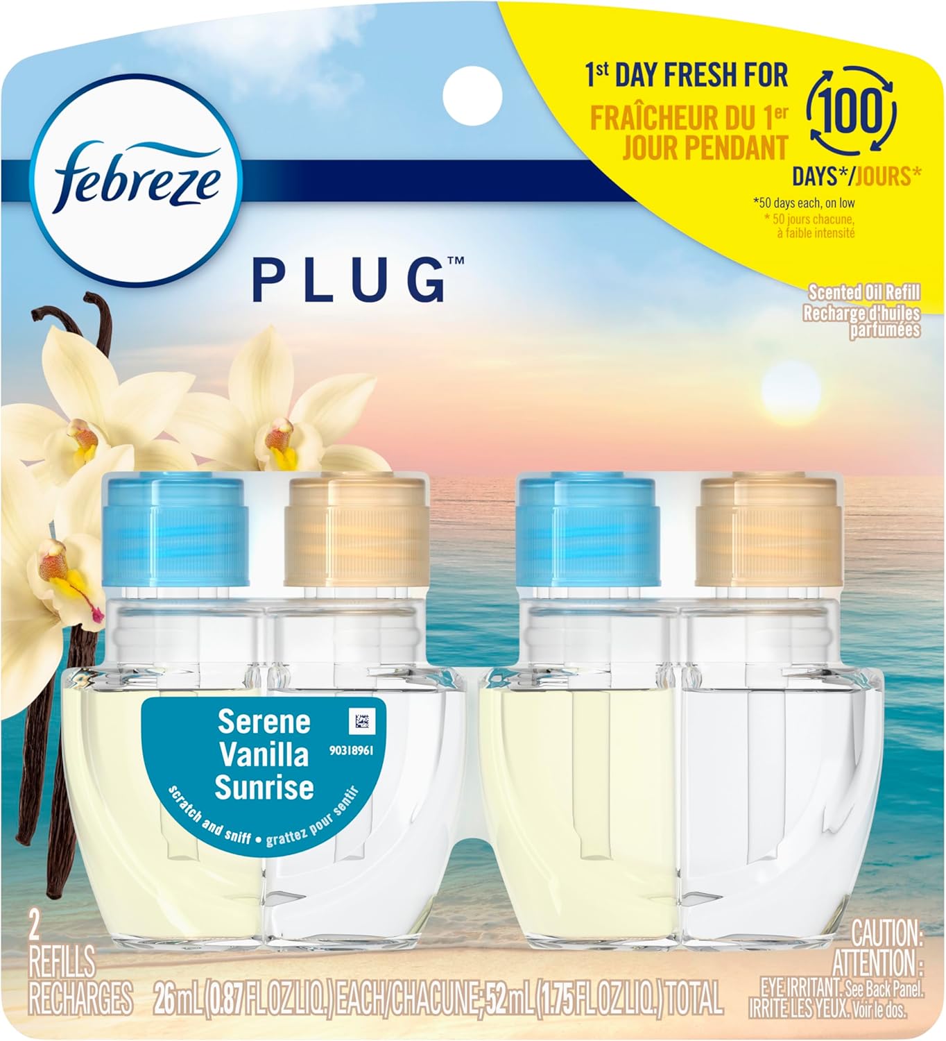 Febreze Plug Refill Odor-Fighting Air Freshener Serene Vanilla Sunrise Scent - (2x0.87)oz/6pk