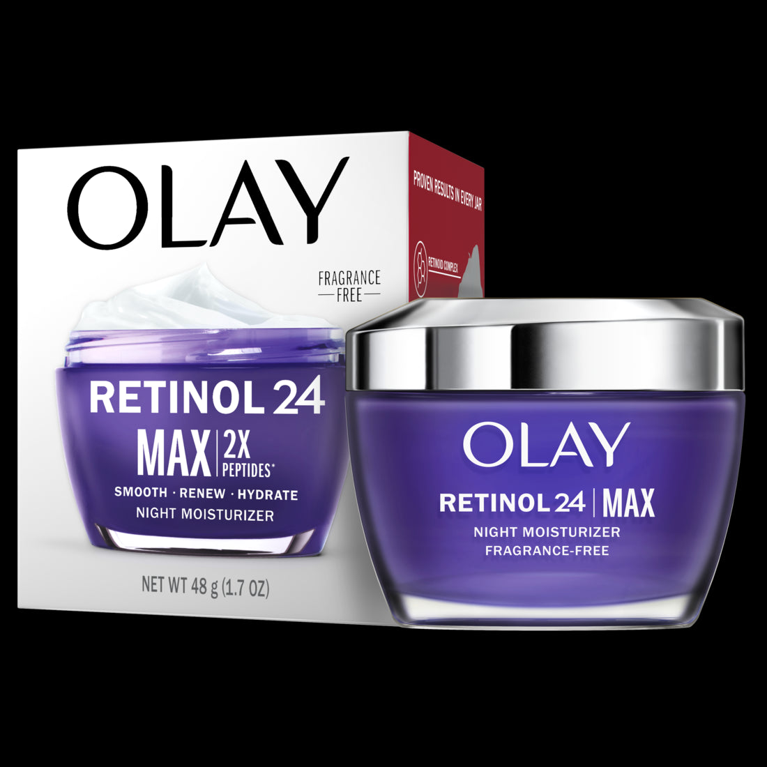 Olay Retinol Max Night Moisturizing Cream Fragrance-Free - 1.7oz/12pk