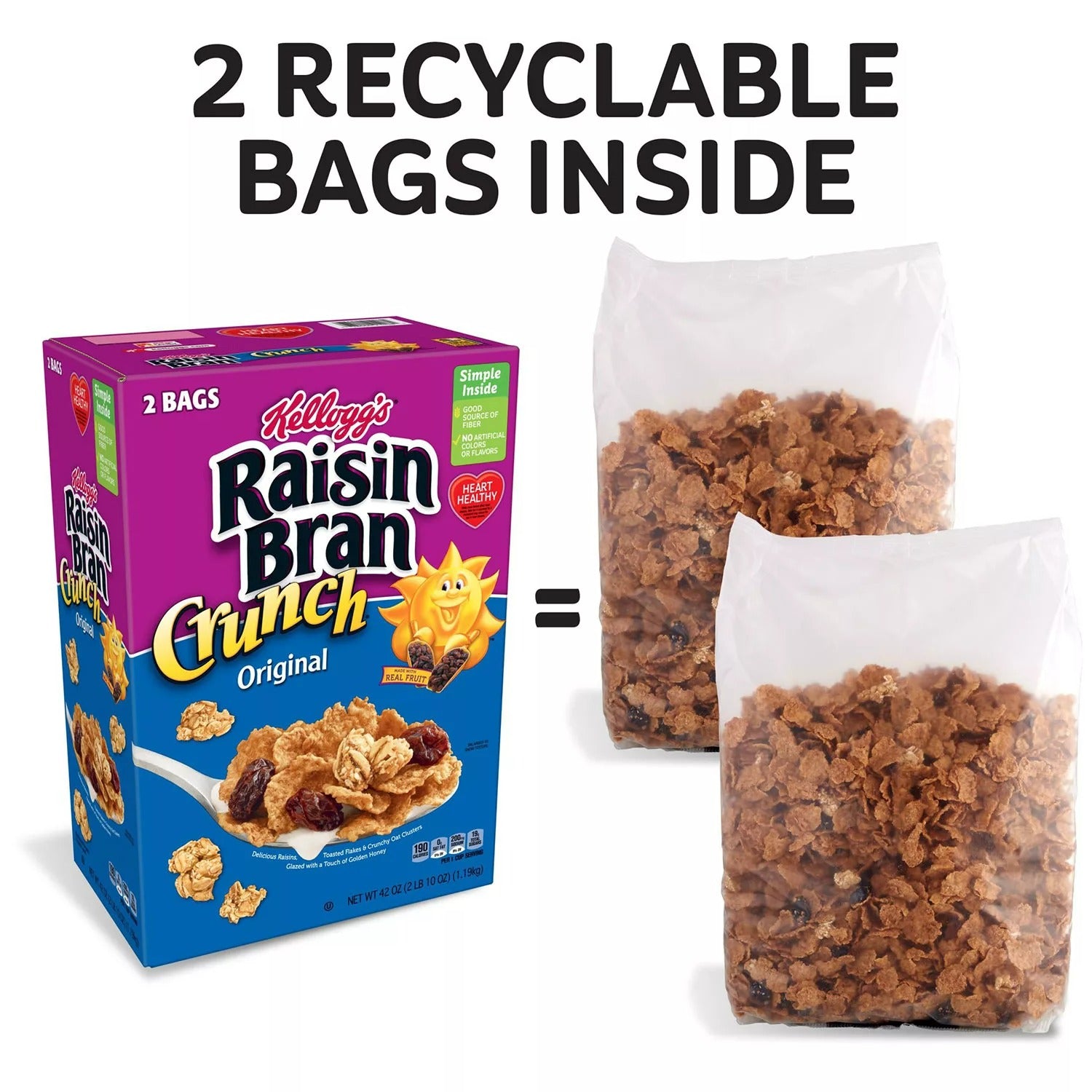 Kellogg's Original Raisin Bran Crunch Breakfast Cereal - 42oz/1pk