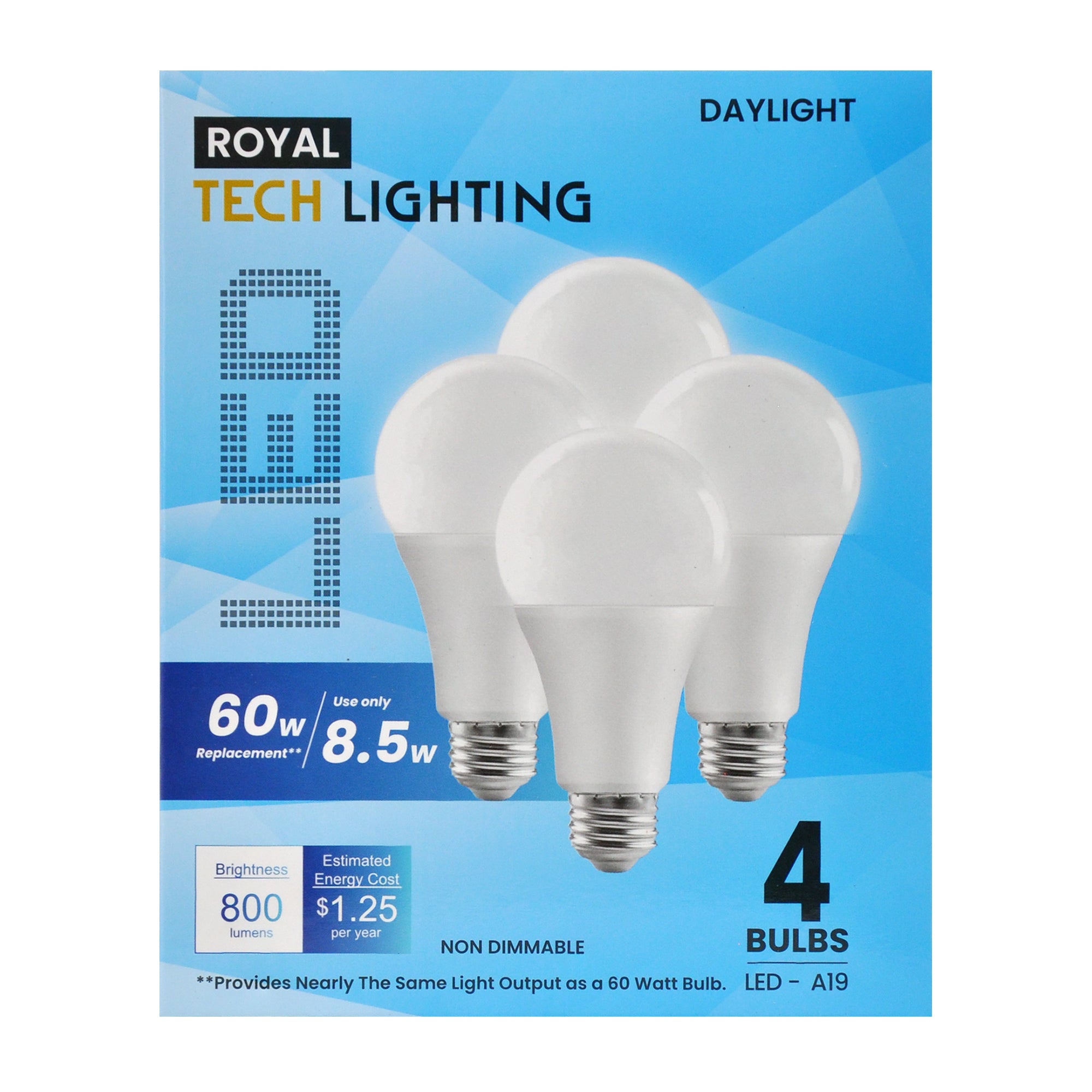 Royal Tech Lightning LED Daylight 8.5W (60W replacement) - 4ct/12pk