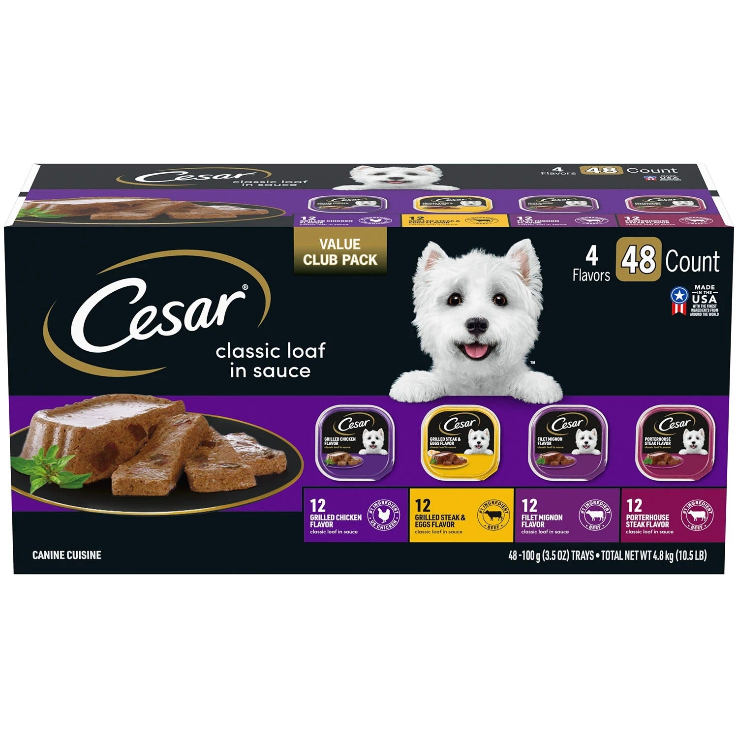 Cesar Variety Pack Classic Loaf in Sauce Wet Dog Food - (48x3.5)oz/1pk