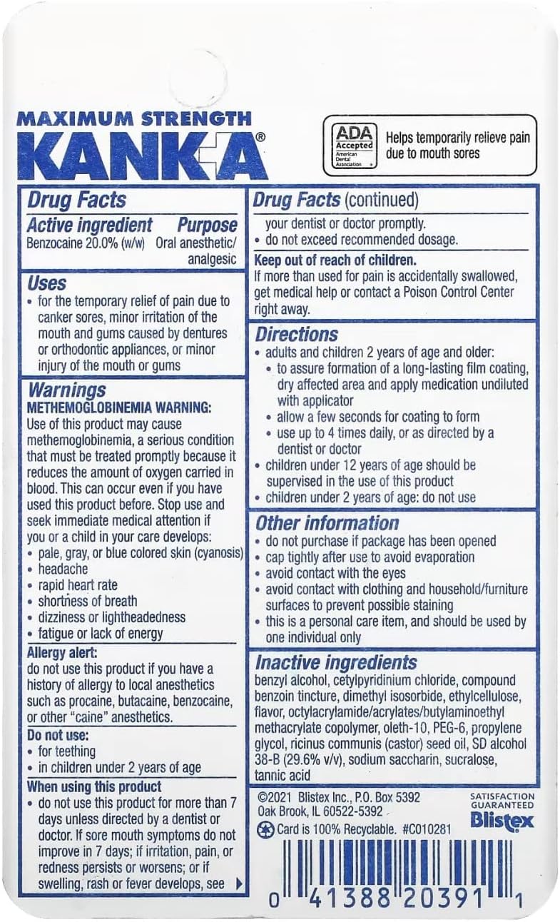 Kank-A Mouth Pain Liquid Professional Strength - 0.33oz/72pk