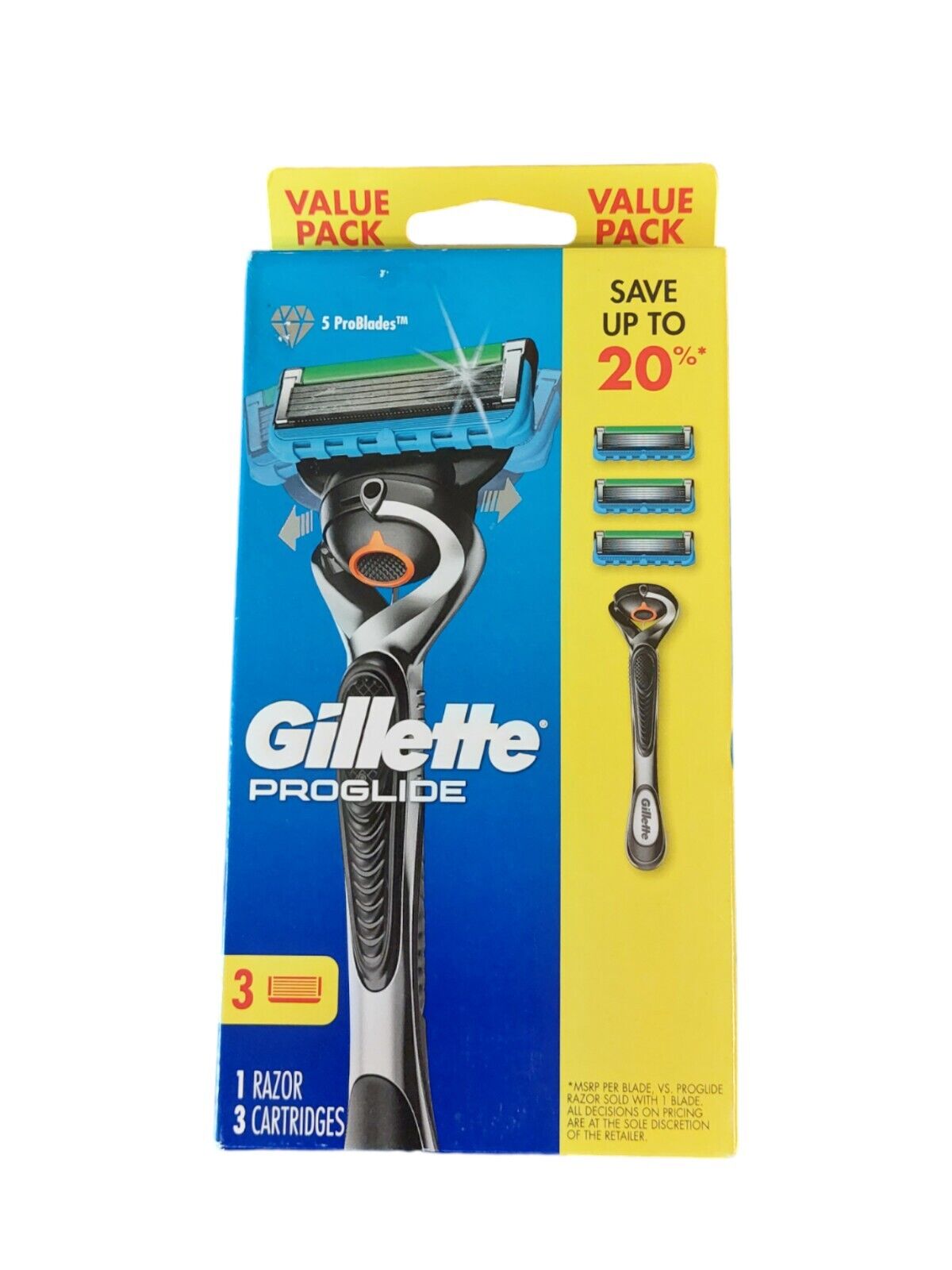 Gillette Proglide Value Pack 1 razor 3 Cartridges - (1+3)ct/6pk