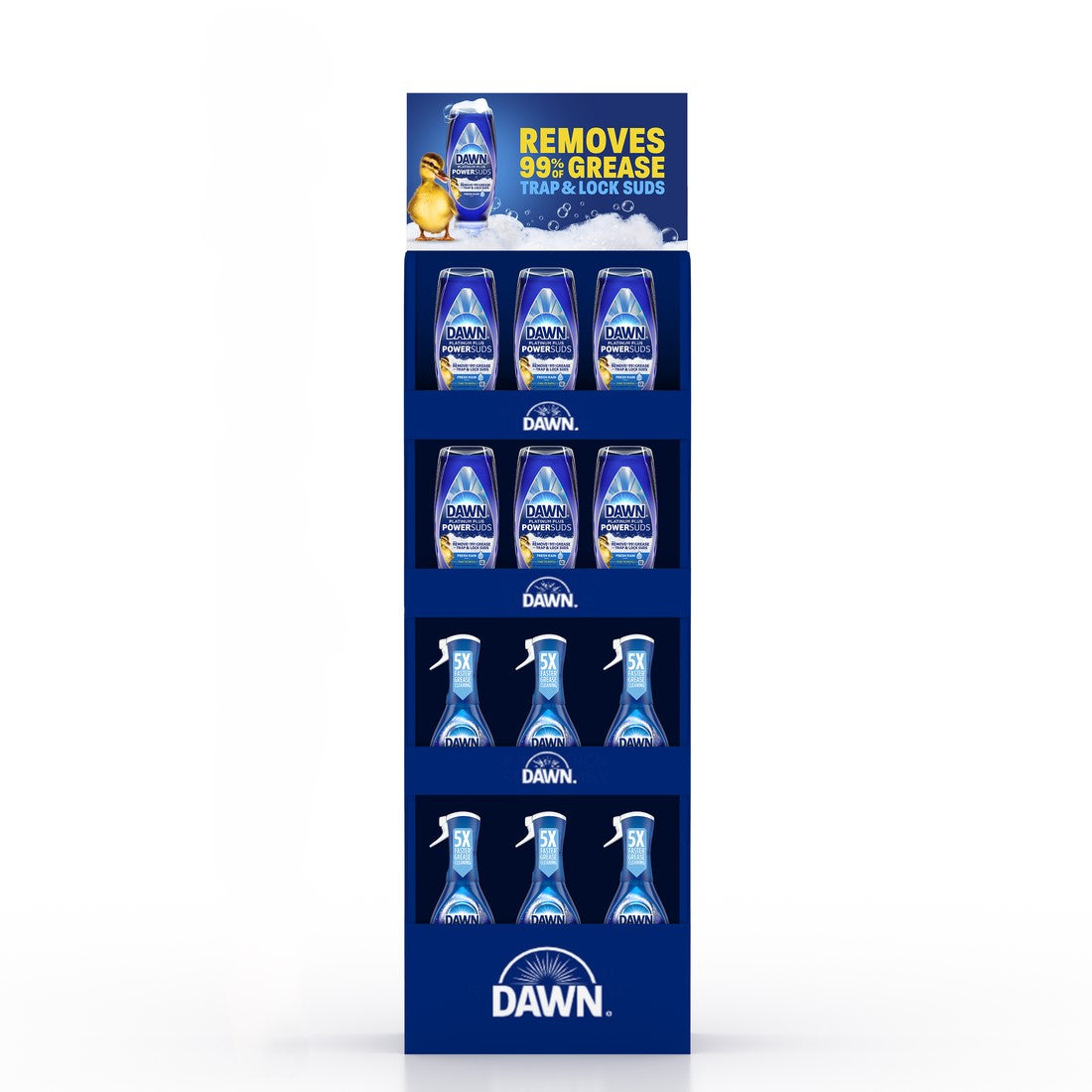 Dawn Dish Spray & PowerSuds Display (24x16oz Spray Fresh; 16x17.4oz PowerSuds EZ-Squeeze Fresh) - (16-17.4)oz/40pk