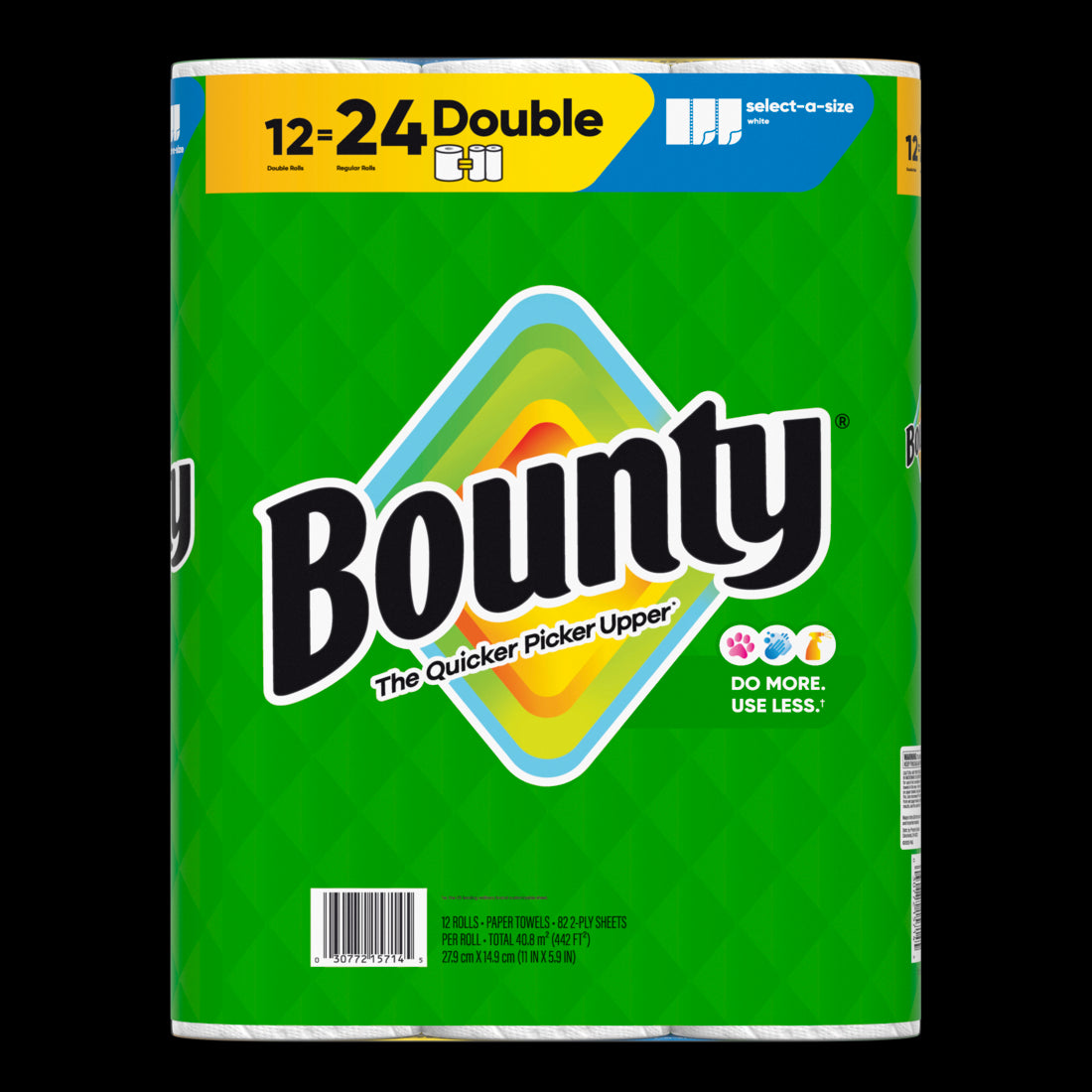 Bounty Paper Towels Select-A-Size White - Double Rolls - 82 Sheets Per Roll - 12ct/1pk