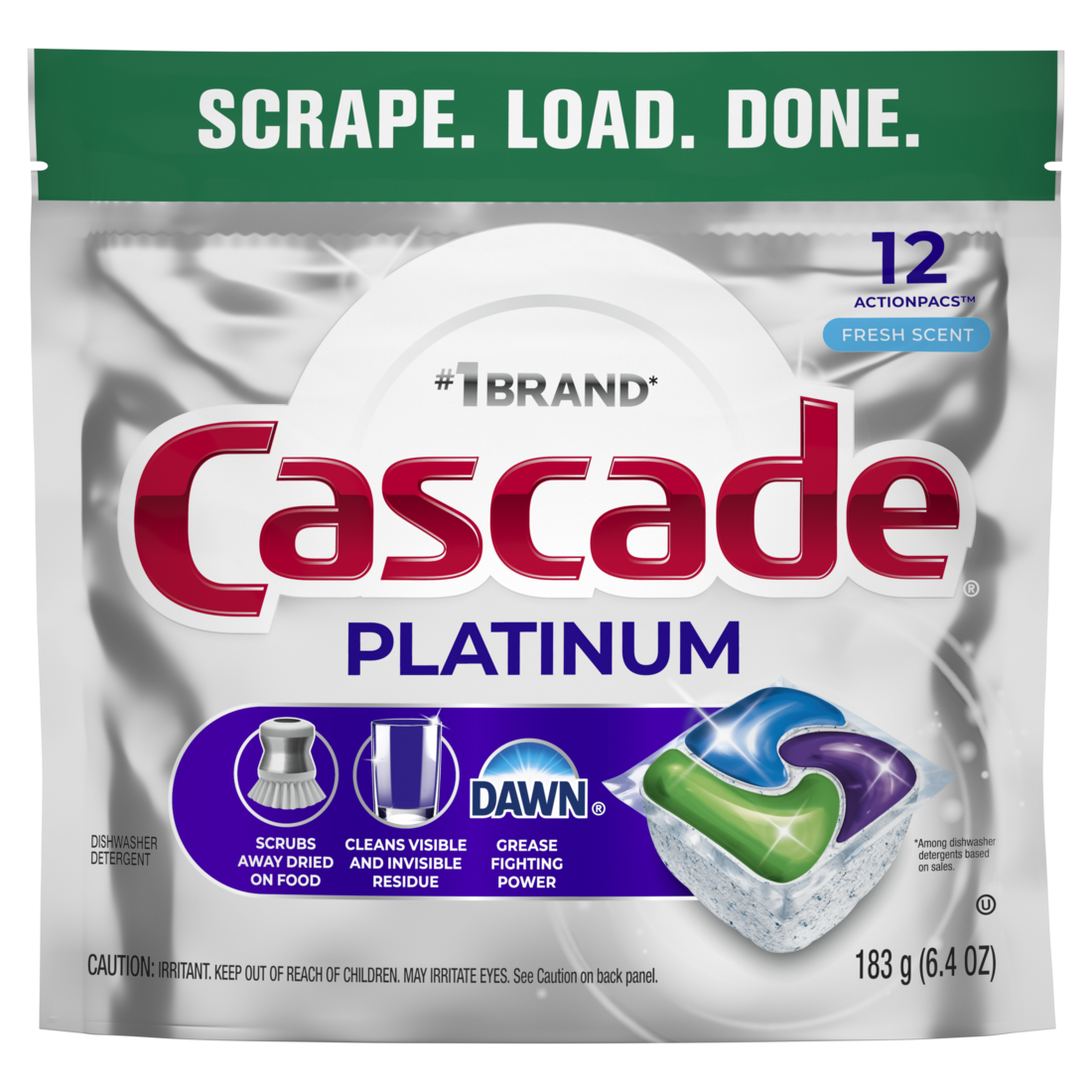 Cascade Platinum Dishwasher Pods Dishwasher Detergent Dish Detergent Soap Fresh - 12ct/6pk