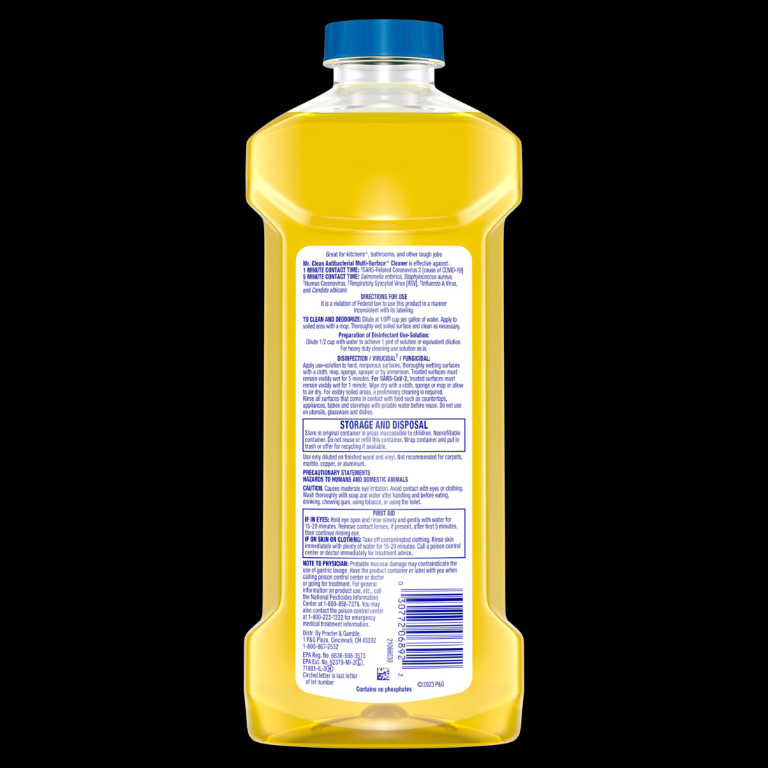 Mr. Clean Antibacterial All Purpose Cleaner Floor Cleaner for Mopping Cleaning Liquid Lemon - 23oz/6pk